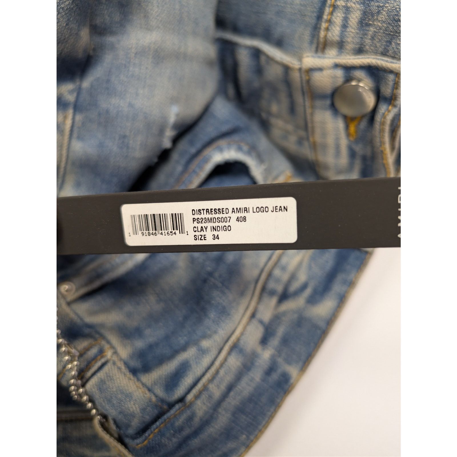 Amiri o1rshd1 Distressed Amiri Logo Jean Denim Jeans Size US 34 / EU 50 - 21 Thumbnail