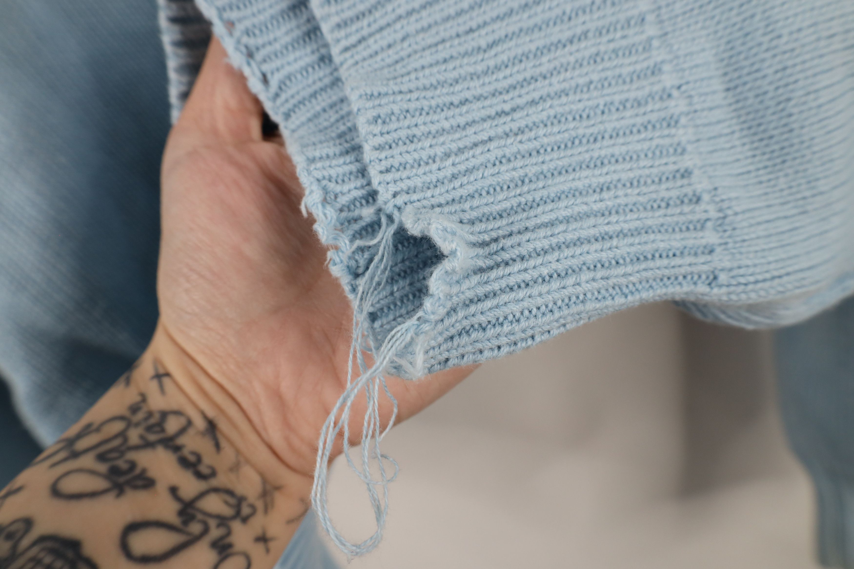 Lands' End × Vintage Vintage 90s Lands End Cotton Knit Sweater Carolina Blue USA Size US L / EU 52-54 / 3 - 5 Thumbnail
