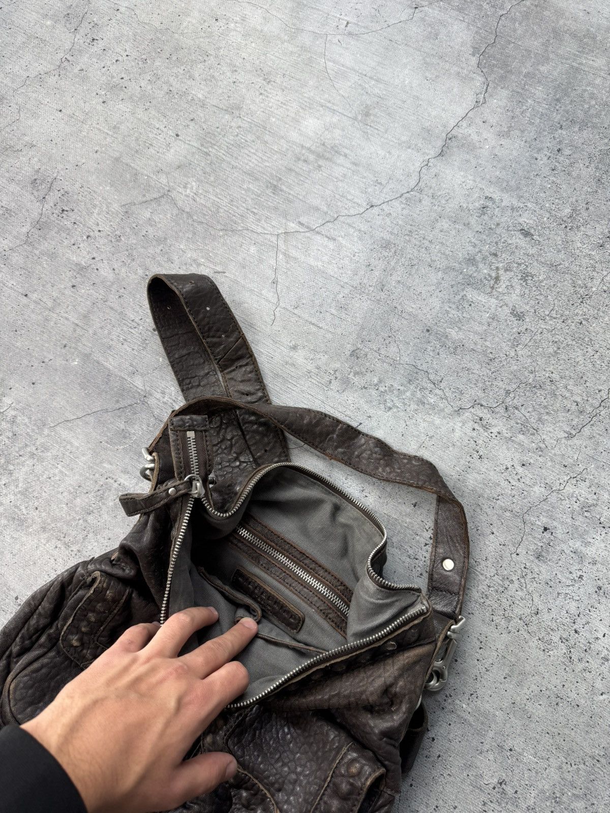 Hysteric Glamour Avant Garde Vintage Faded Leather Backpack Multi pocket Bag Size ONE SIZE - 7 Thumbnail
