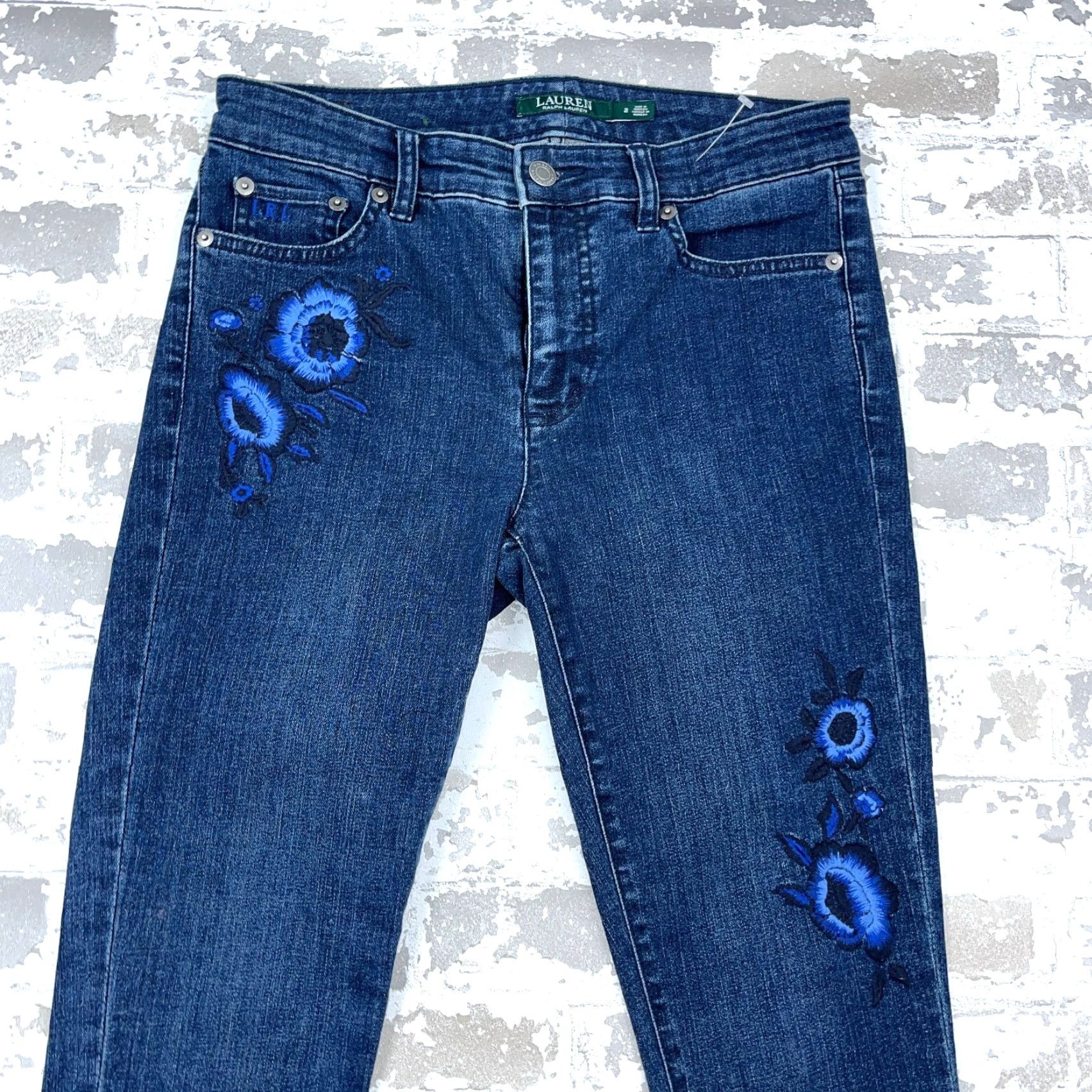 Ralph Lauren Lauren Ralph Lauren Jeans Women 2 Skinny Fir Dark Wash Embroidered Ladies LRL - Vintage? No (adjust within rules) Size 26" / US 2 / IT 38 - 4 Thumbnail