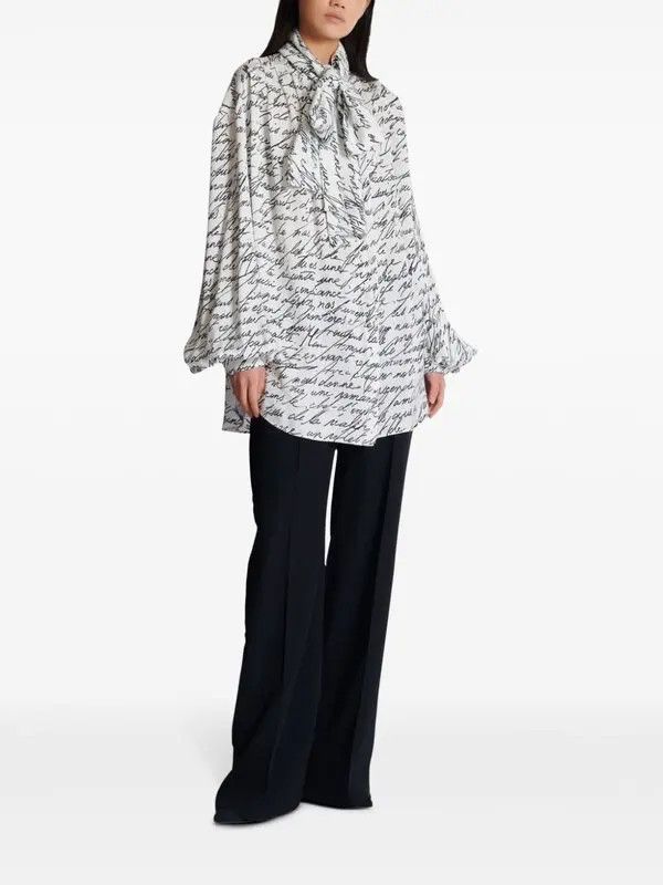 Balmain o1s1wg111225 Love Letter Blouse in White Size XL / US 12-14 / IT 48-50 - 3 Thumbnail