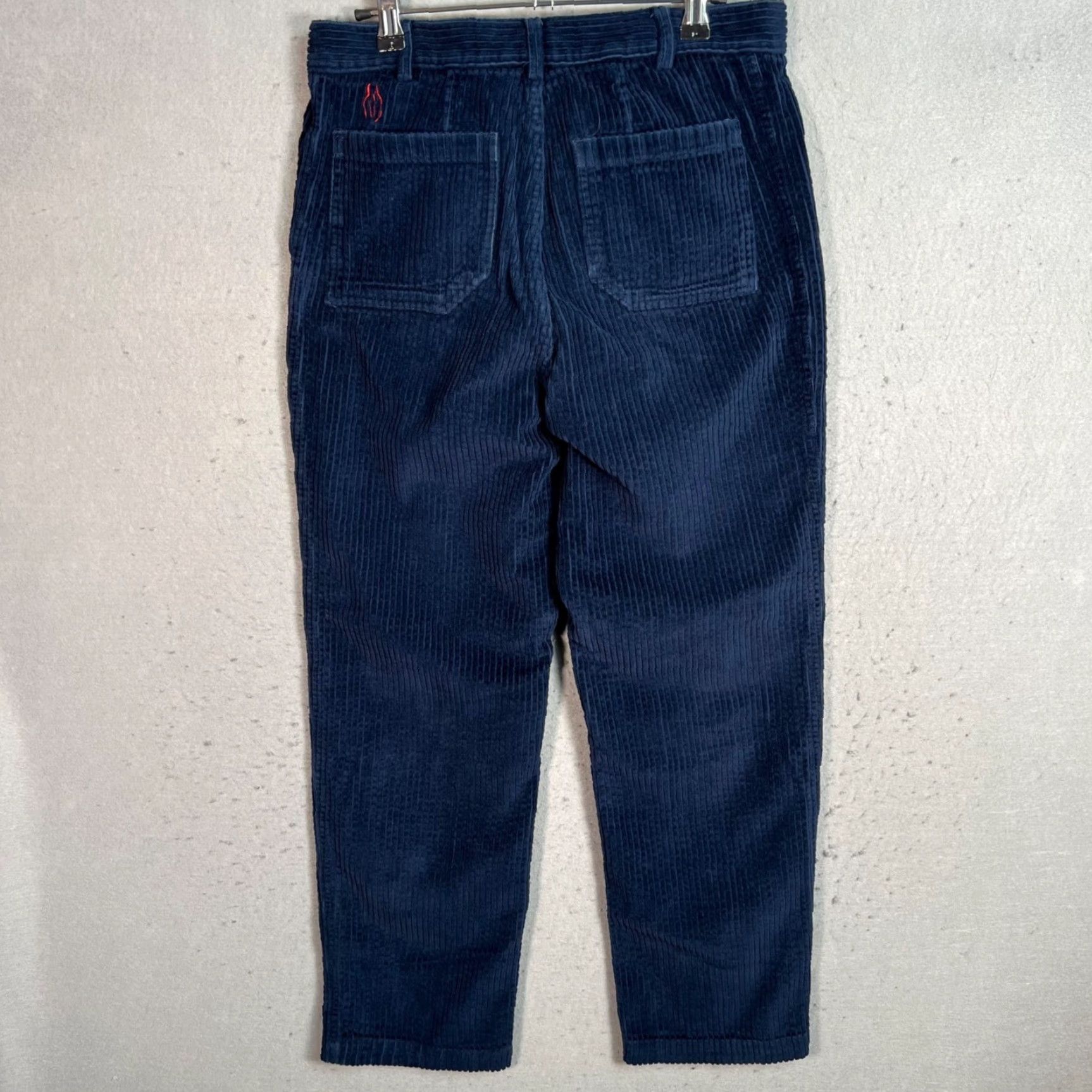 Vintage CARRIE BOLLERRE Corduroy Pants Womens Medium Blue Embroidered Straight Leg Chino Size 32" / US 10 / IT 46 - 2 Thumbnail