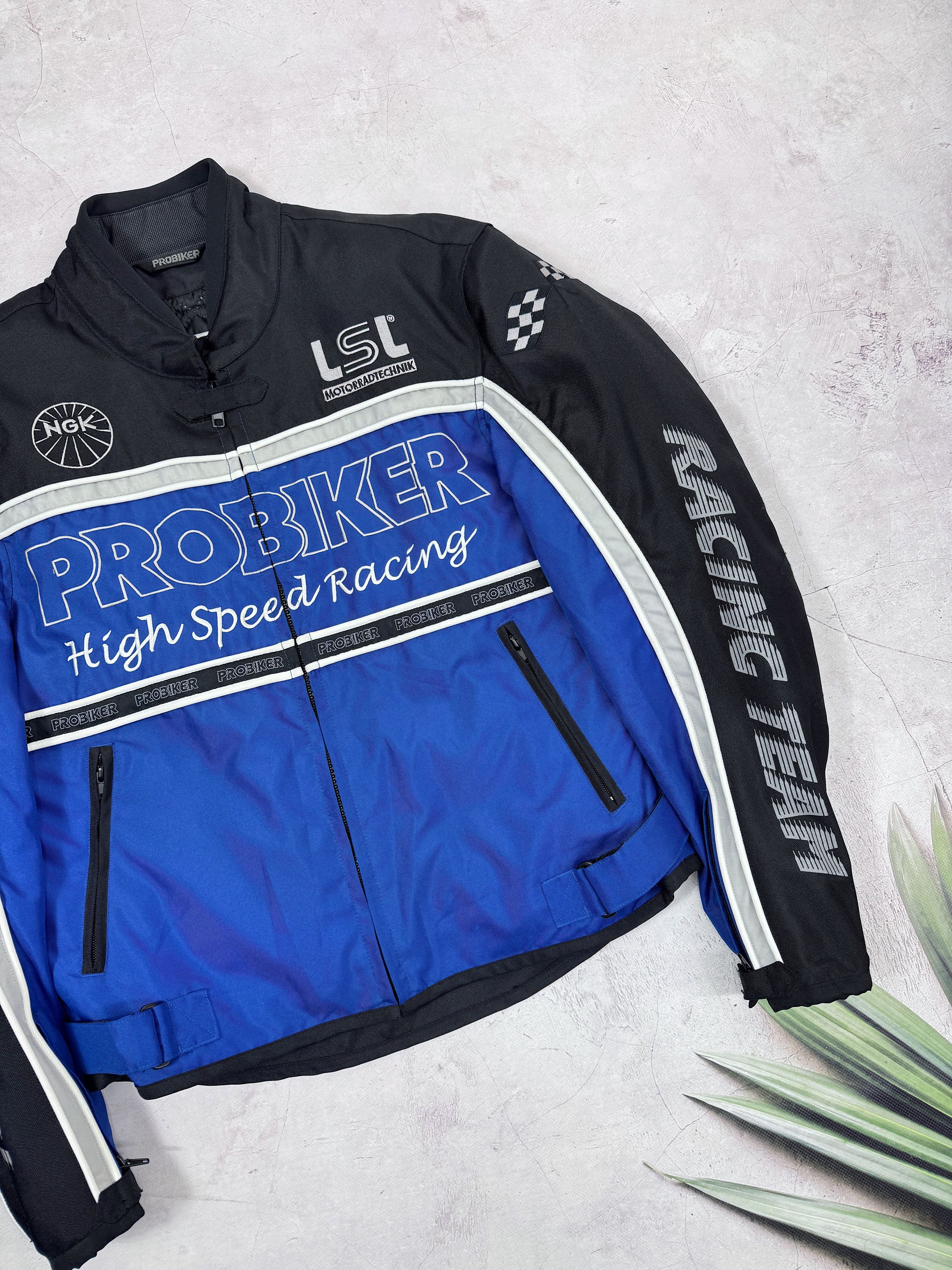 Vintage Probiker High Speed Racing Moto Jacket NGK Castrol LSL Size US L / EU 52-54 / 3 - 5 Thumbnail