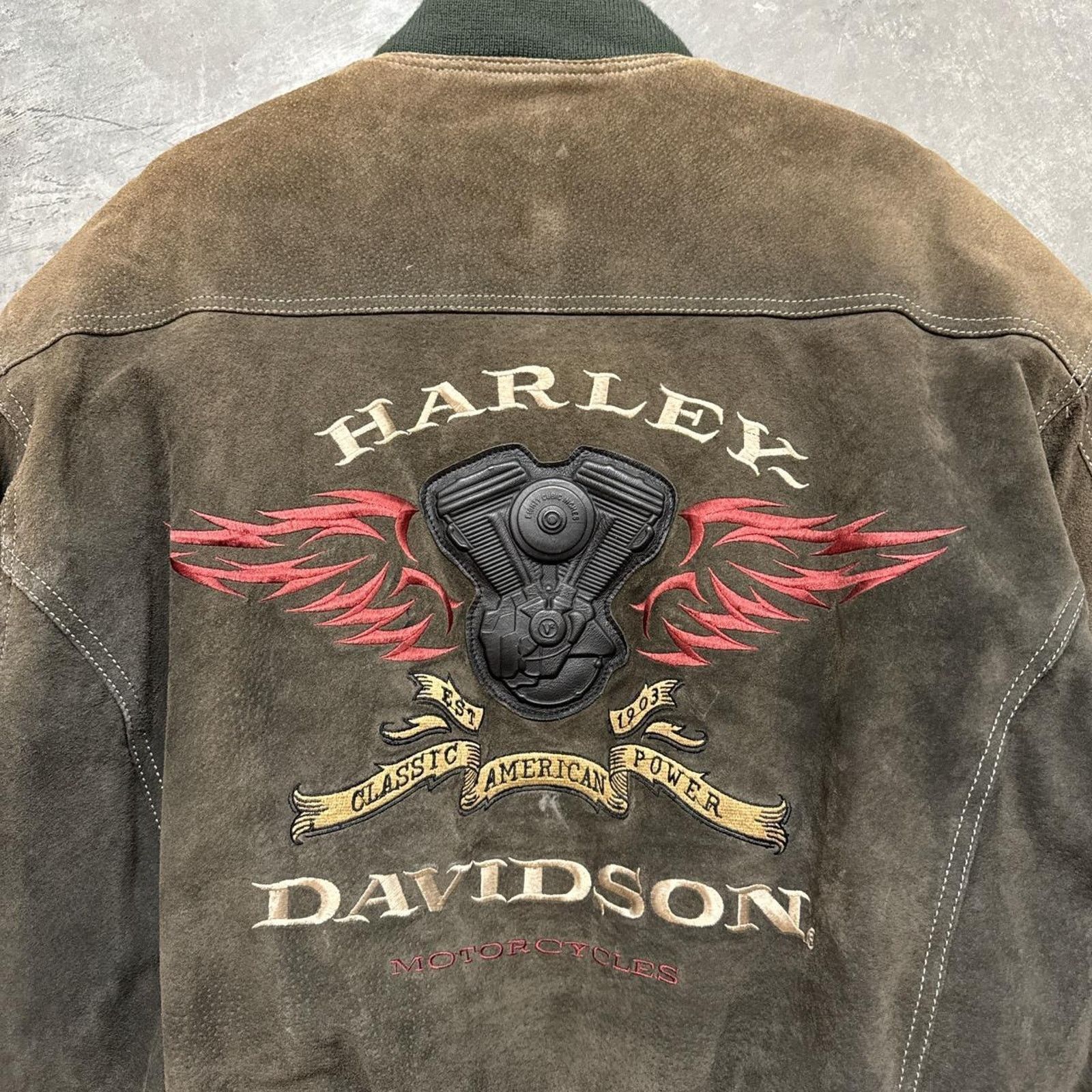 Harley Davidson × Vintage Vintage 90s Harley Davidson Motorcycles Suede Leather Jacket Size US L / EU 52-54 / 3 - 2 Thumbnail