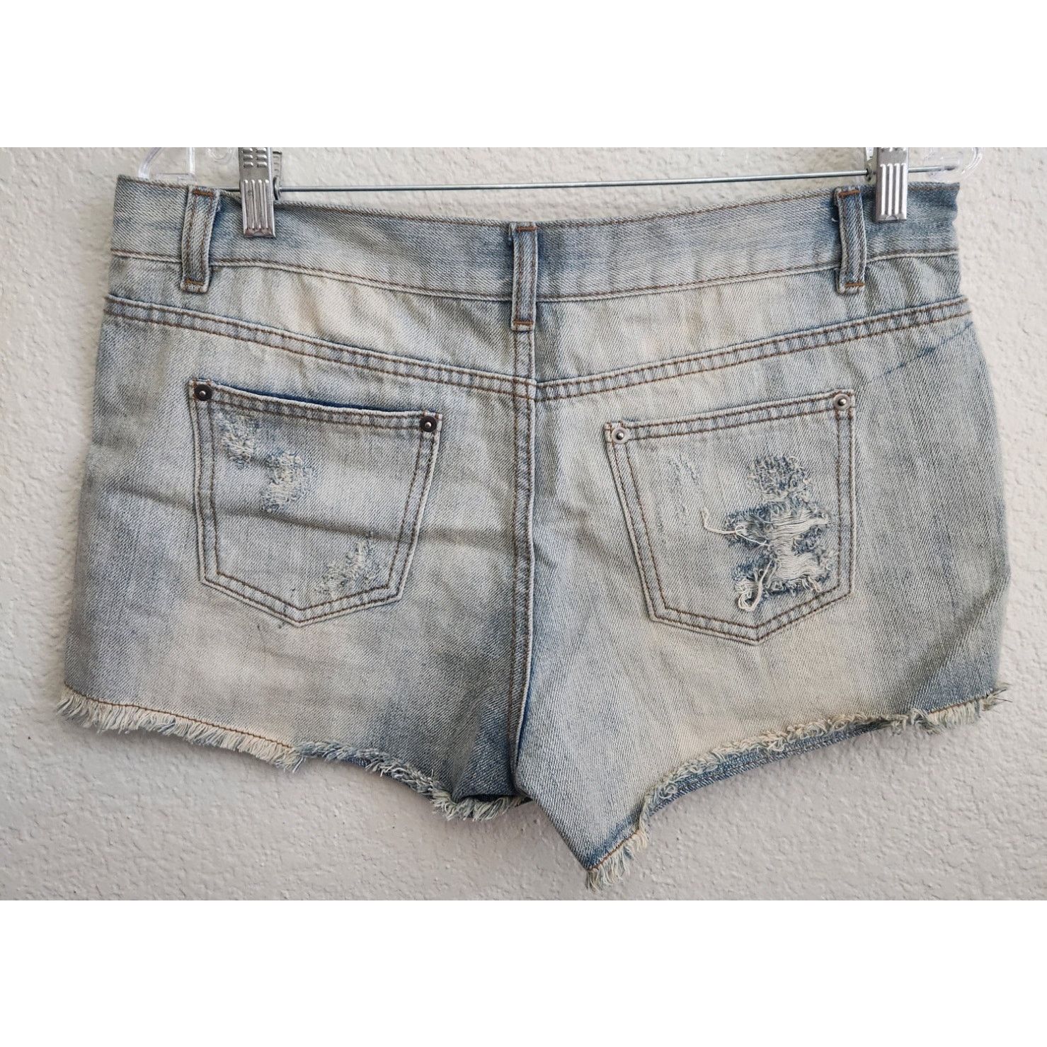 Other Mine White Washed Metal Studded Frayed Hem Denim Jeans Large Size 34" / US 12 / IT 48 - 3 Thumbnail