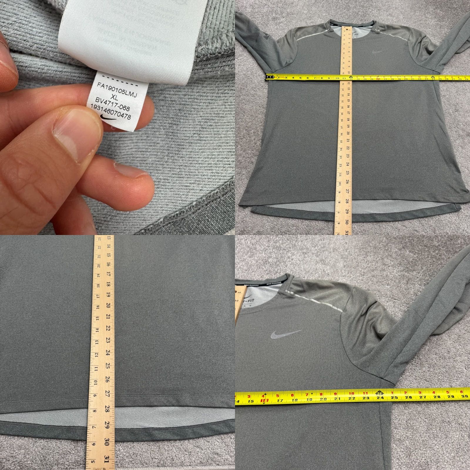 Nike Nike Dri-Fit Running Long Sleeve Tee Mens XL Gray Reflective Activewear Shirt Size US XL / EU 56 / 4 - 8 Thumbnail