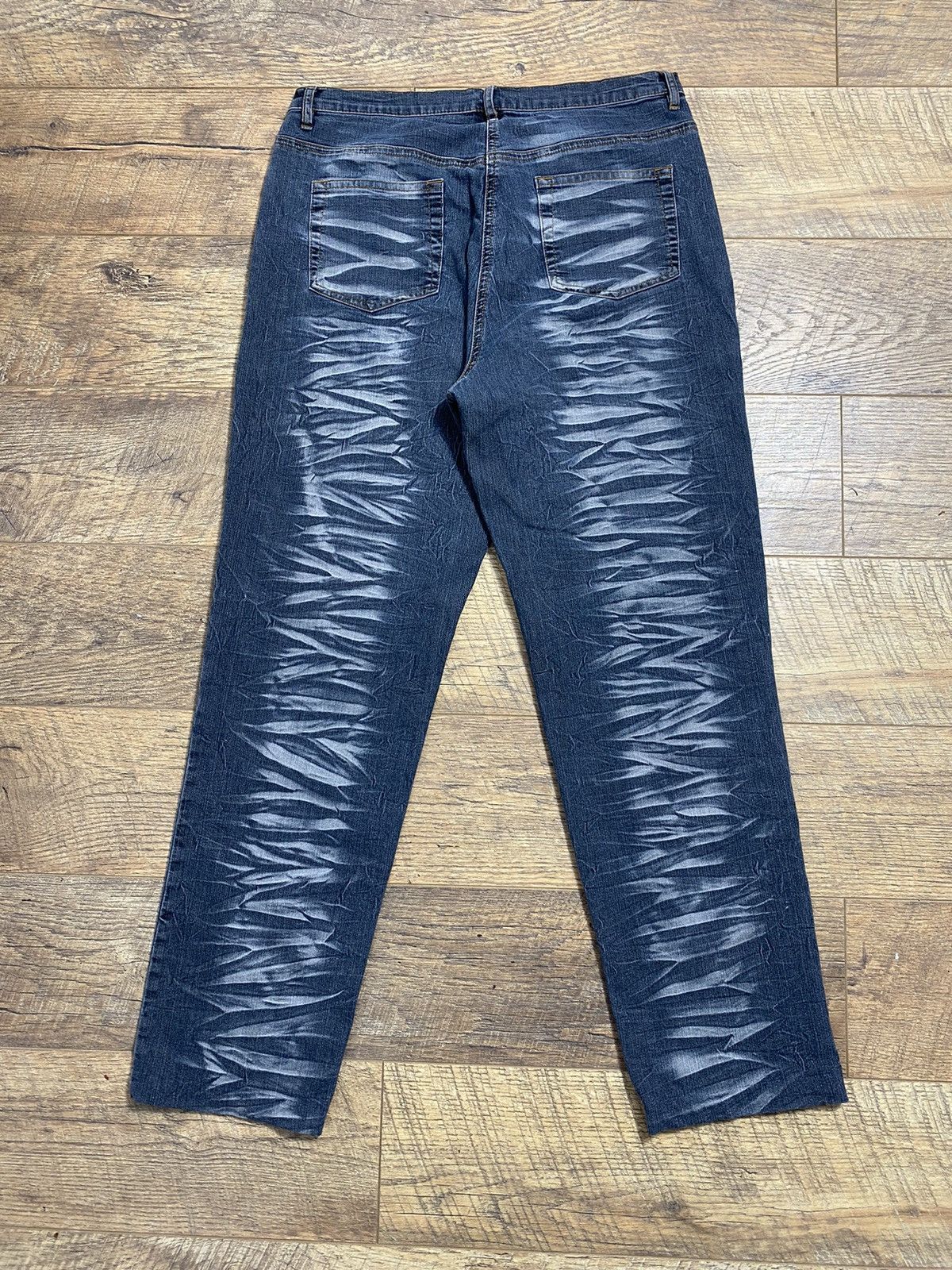 Japanese Brand Y2K Vintage Blue Acid Wash Wave Pattern Denim Jeans Size 28" / US 6 / IT 42 - 1 Thumbnail