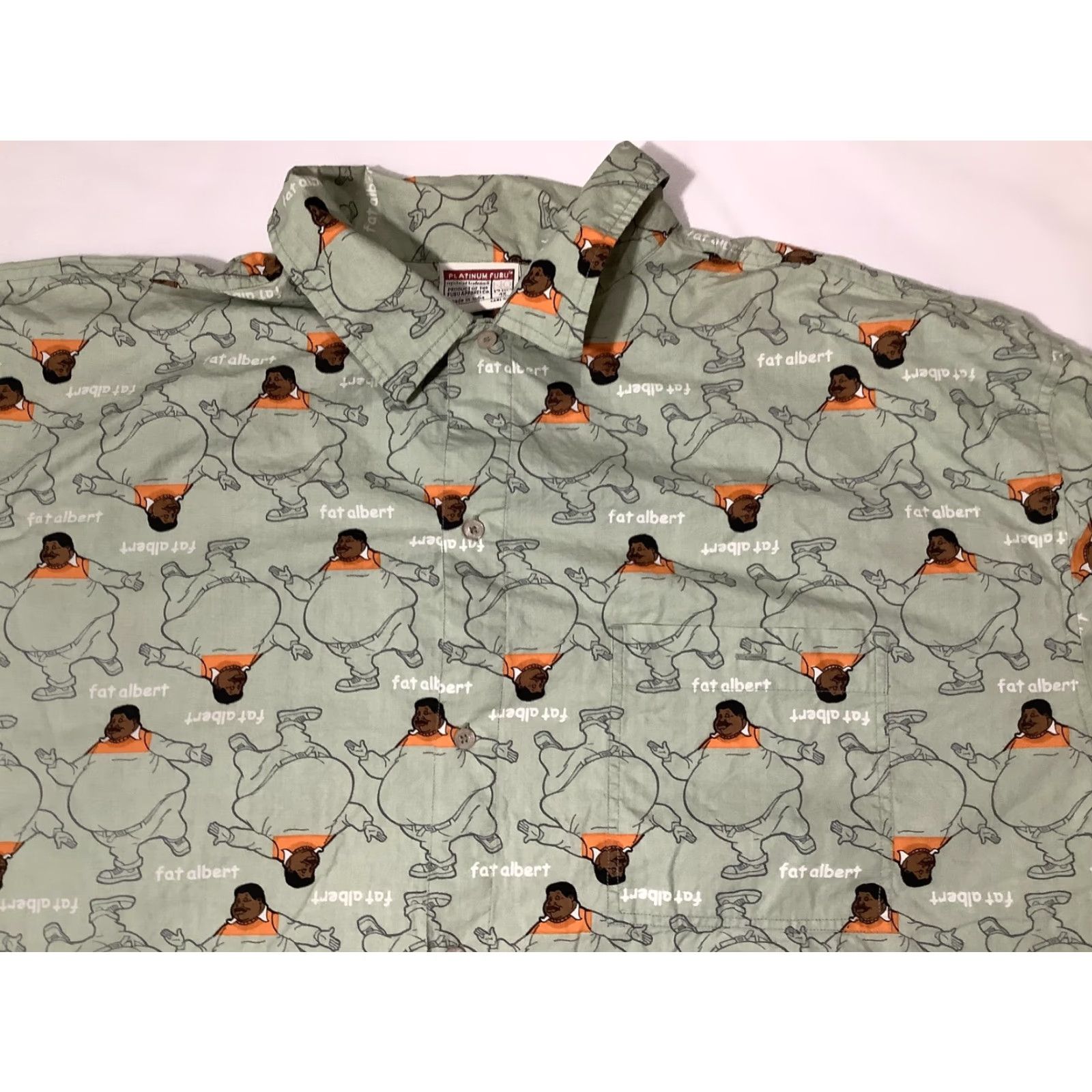 Fubu VINTAGE FUBU Fat Albert Shirt Mens 4XL Graphic Print Button-Up Hip Hop 2000s Green Cotton Collared Shirt Mens Girls/Boys Size US XXL / EU 58 / 5 - 2 Thumbnail