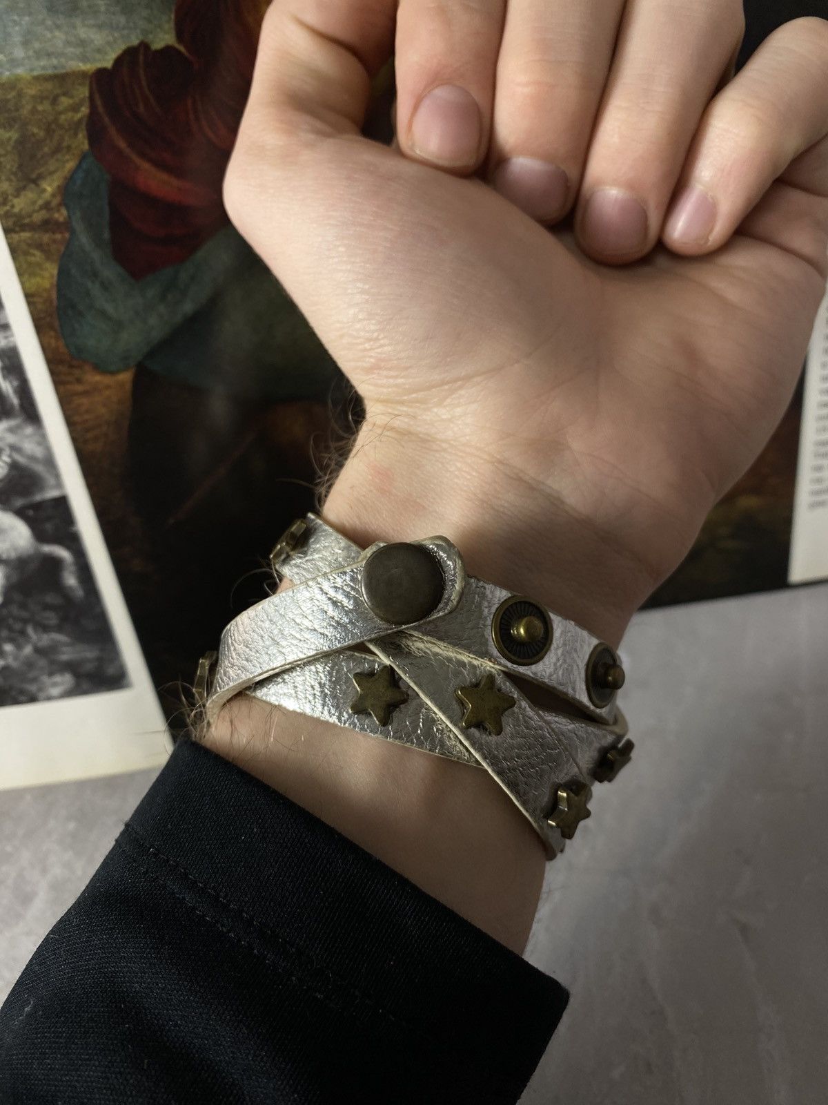 Japanese Brand Vintage Boho Star Wrap Watch Silver Leather Bronze Tone Size ONE SIZE - 2 Thumbnail