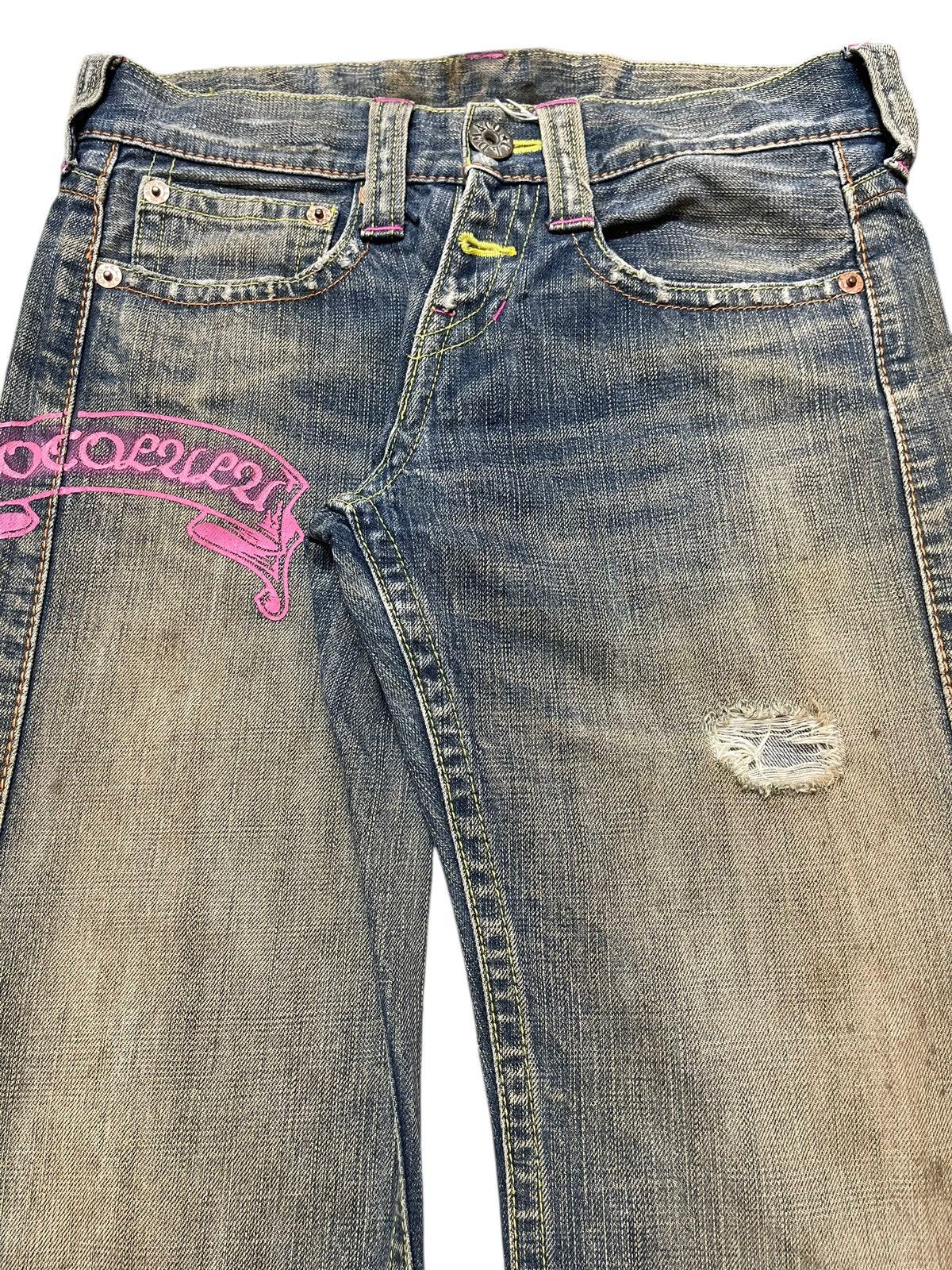 Hysteric Glamour Vintage Japanese Brand Mud Style Wash Distress Loose Jeans Size US 30 / EU 46 - 4 Thumbnail