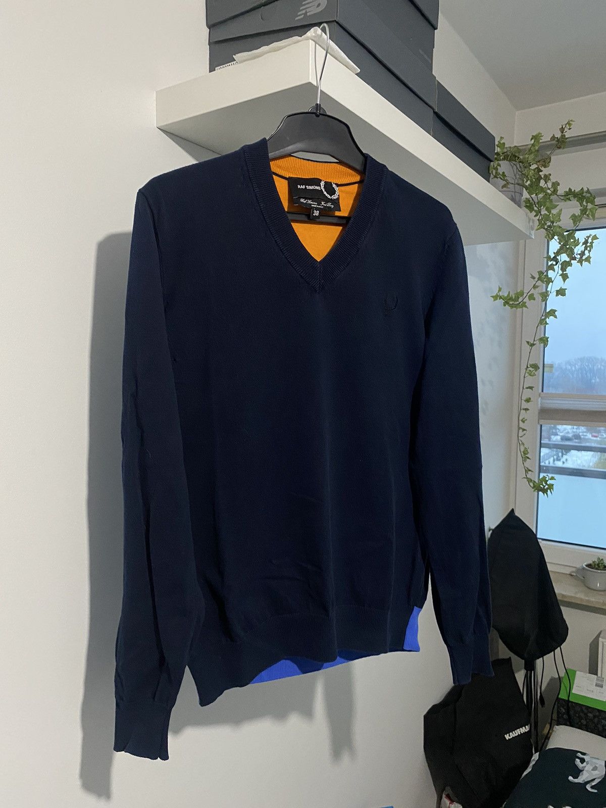 Fred Perry × Raf Simons RAF Simons x Fred Perry V-Neck Jumper 38 sweater pullover Size US M / EU 48-50 / 2 - 5 Thumbnail