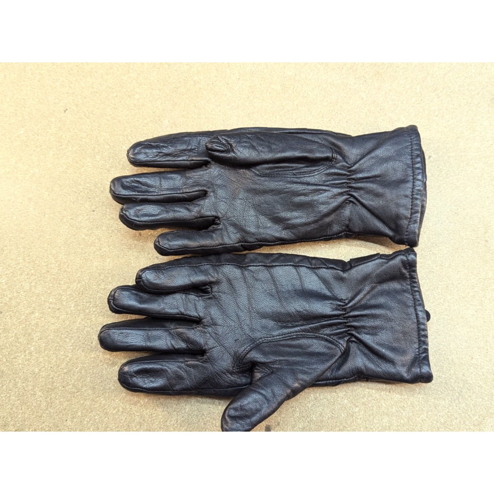 Vintage Genuine Leather Mens Gloves Size 6 Black Lined Warm Thermal Winter Dressmann Glove Mens Winter Black Leather Glove Woman? Size ONE SIZE - 3 Thumbnail
