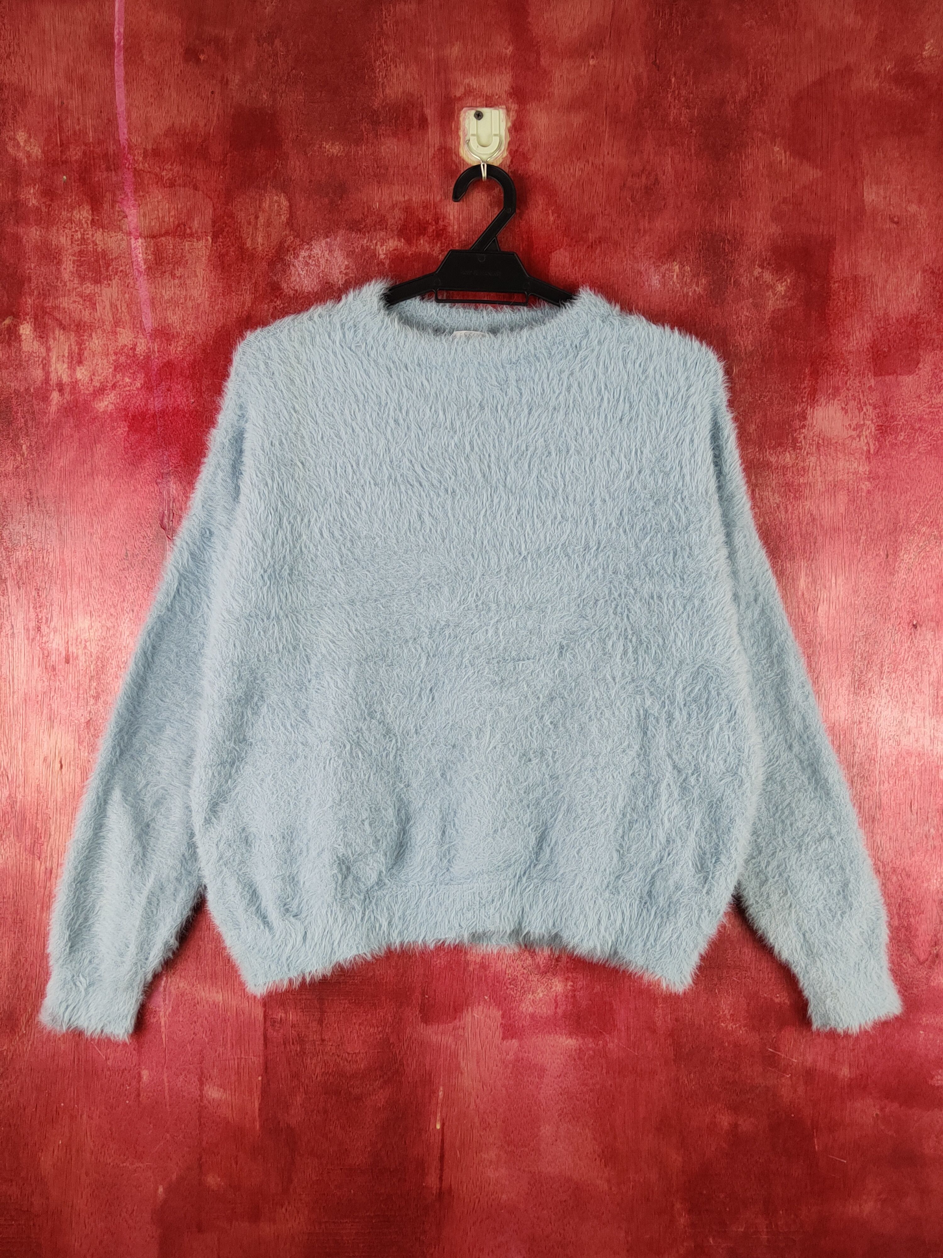 Homespun Knitwear Esseme Blue Shag Shaggy Fur Mohair Knitwear #S1969 Size L / US 10 / IT 46 - 1 Thumbnail