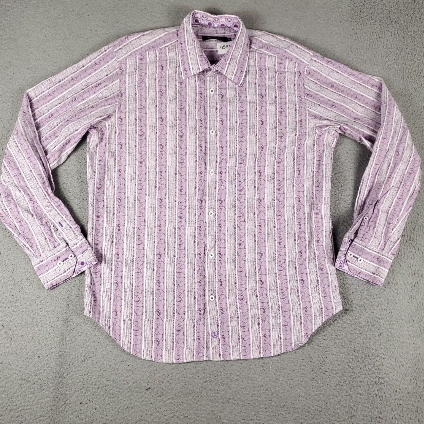 BUGATCHI Bugatchi Mens Shirt Size M Purple Striped Button-Up Long Sleeve Casual Formal Workwear Modern Classic Preppy Size US M / EU 48-50 / 2 - 2 Thumbnail