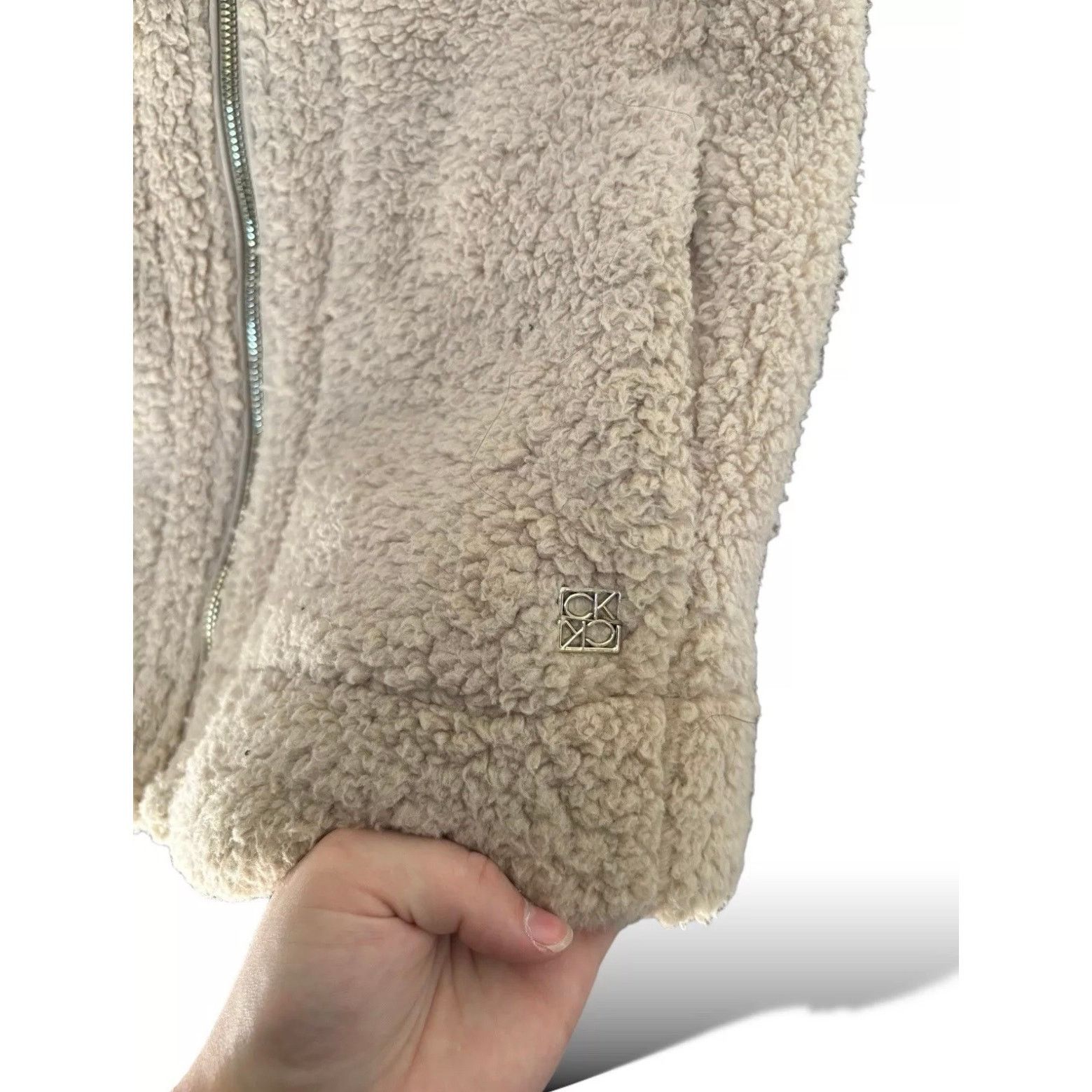 Calvin Klein Calvin Klein Tan Sherpa Fleece Vest Women’s Medium Zip Up Size M / US 6-8 / IT 42-44 - 5 Thumbnail