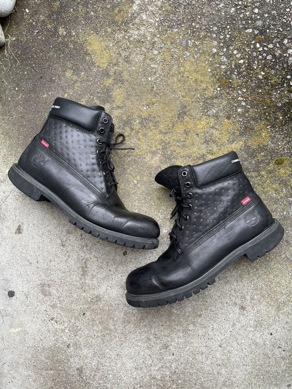 Comme Des Garcons 2015/16 Polka Dot Leather Timbs Shoes in Black, Men's (Size 11.5)
