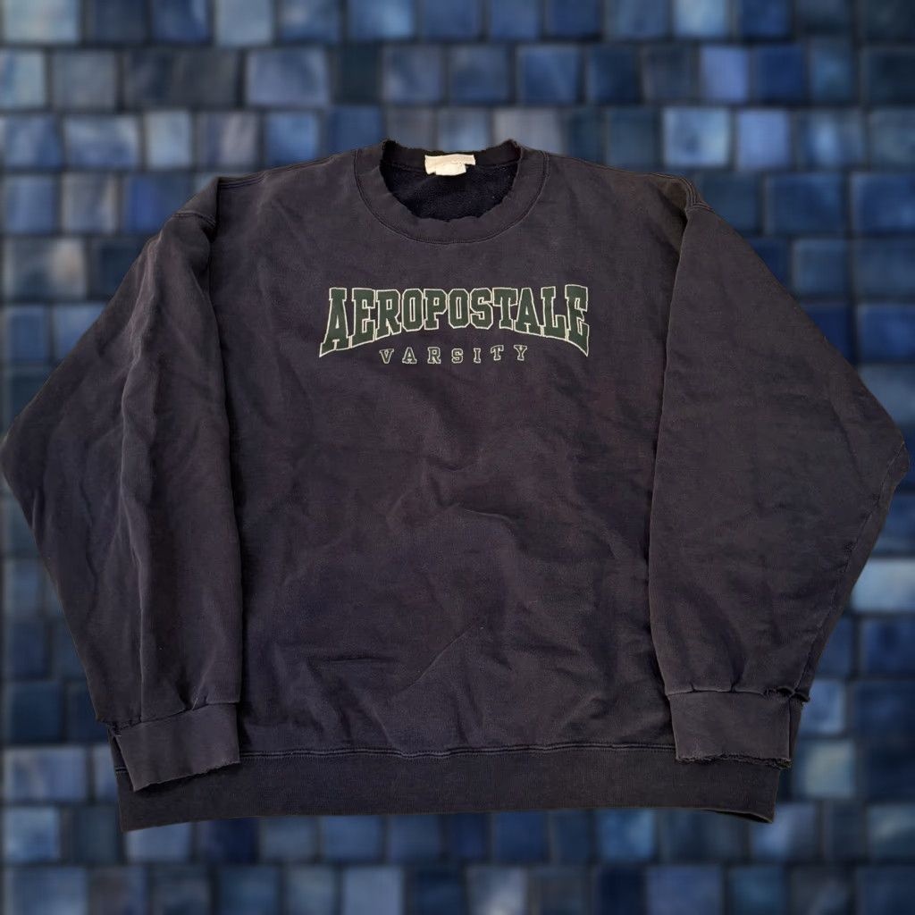 Aeropostale VINTAGE Aeropostale Sweatshirt Mens XL Crewneck Varsity Navy Blue Spell Out Size US XL / EU 56 / 4 - 1 Thumbnail