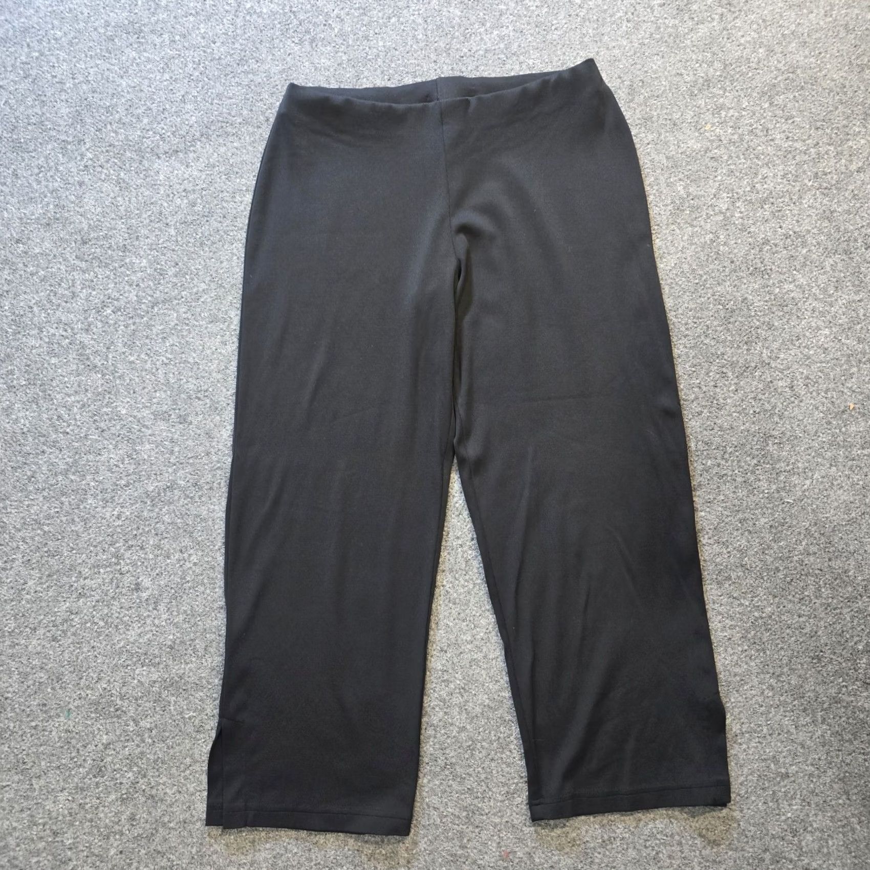 Vintage CAbi Pants Womens Medium Black Wide-Leg Cropped Pull On Stretch Casual Size 32" / US 10 / IT 46 - 2 Thumbnail