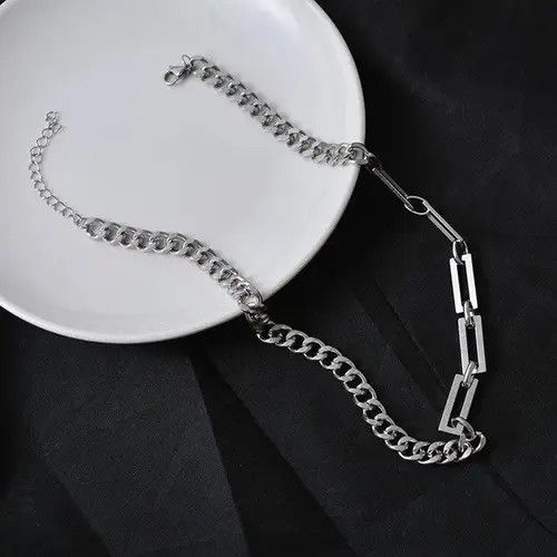 Designer × Jewelry Titanium Steel Link Chain Necklace for Men Women Size ONE SIZE - 2 Thumbnail