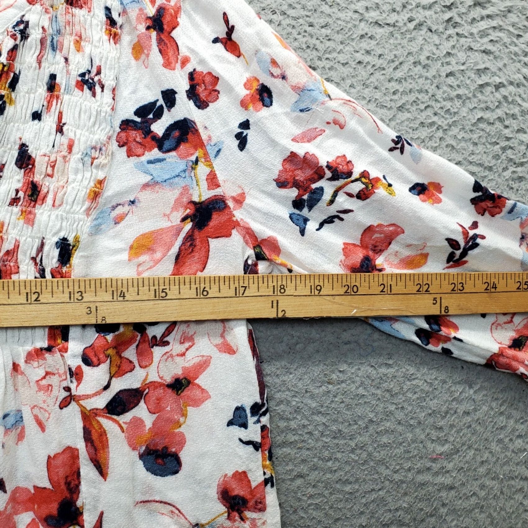 Lucky Brand Lucky Brand Blouse Women's S Floral Pleated Long Sleeve V-Neck Split Neck Shirt Size S / US 4 / IT 40 - 4 Thumbnail