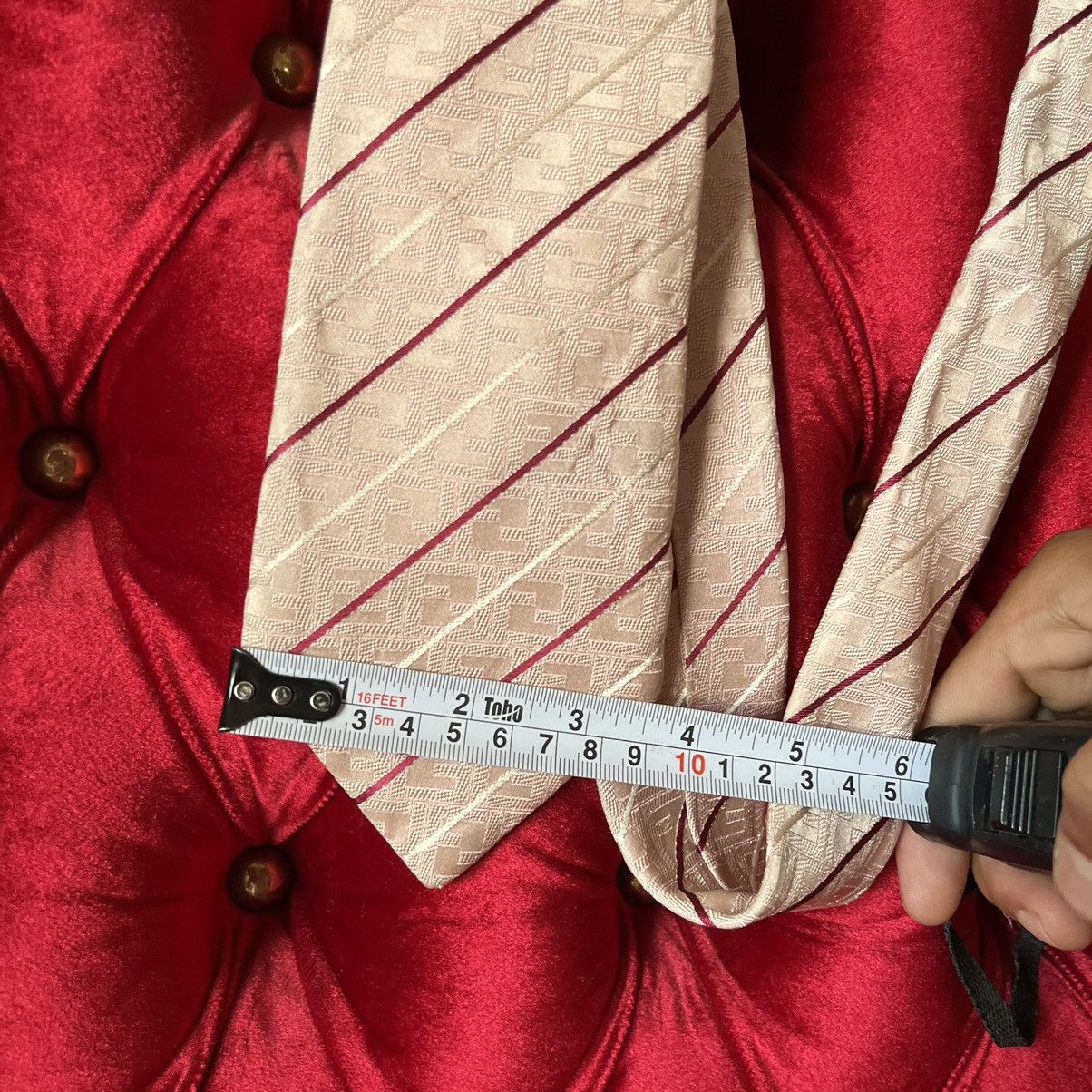 Fendi Fendi Double F Diagonal Stripe Seta Soie Silk Siede Tie Size ONE SIZE - 8 Thumbnail