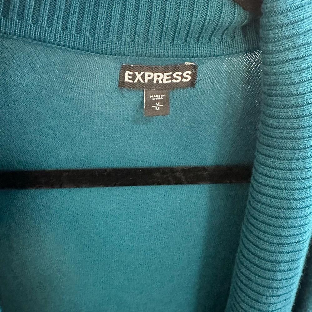 Express Express Short Sleeve Open Shawl Cardigan Teal Blue Medium Size M / US 6-8 / IT 42-44 - 4 Thumbnail