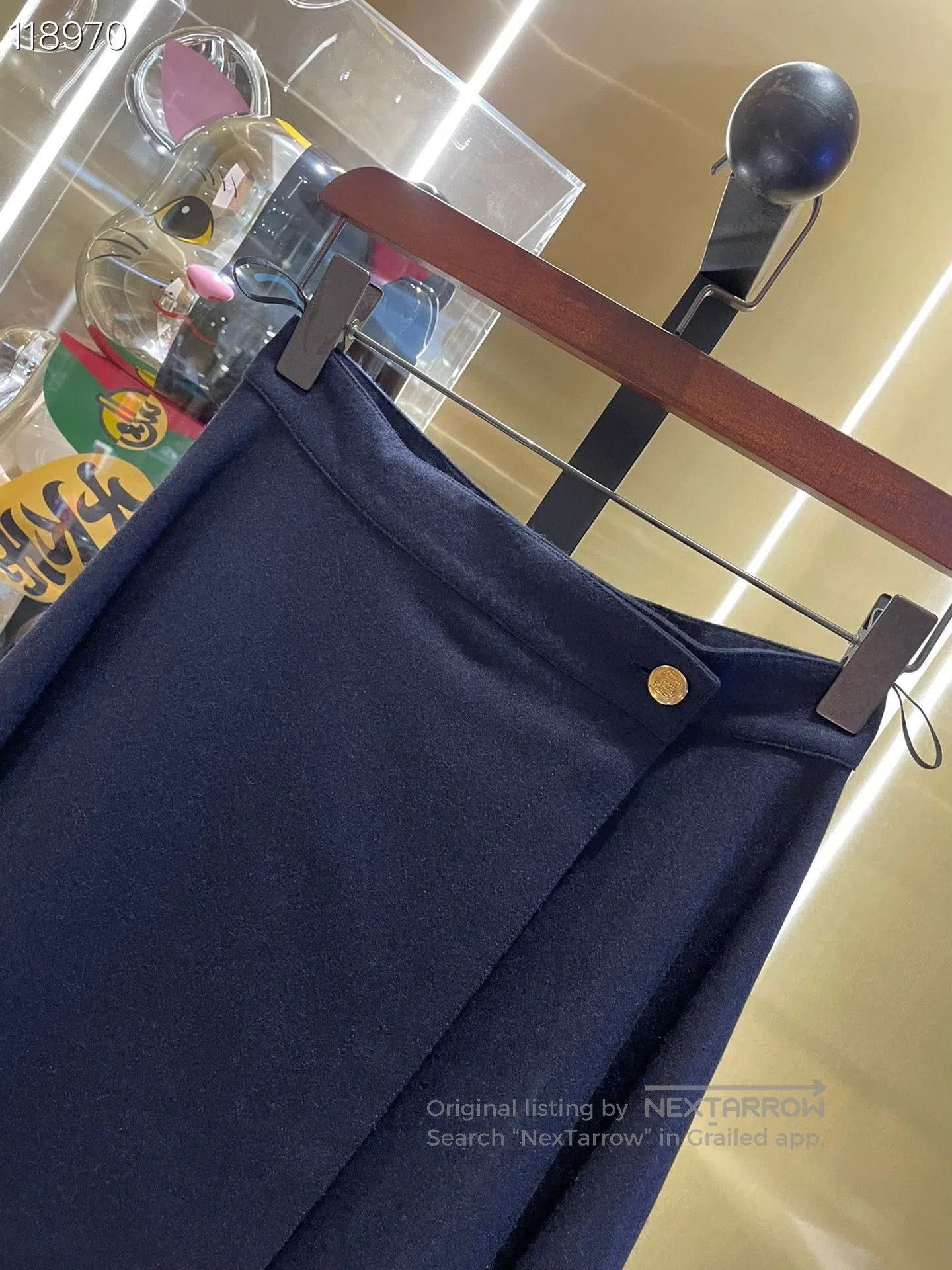 Celine Celine 078654M Blue Wool Midi Skirt. Size 35" - 3 Thumbnail