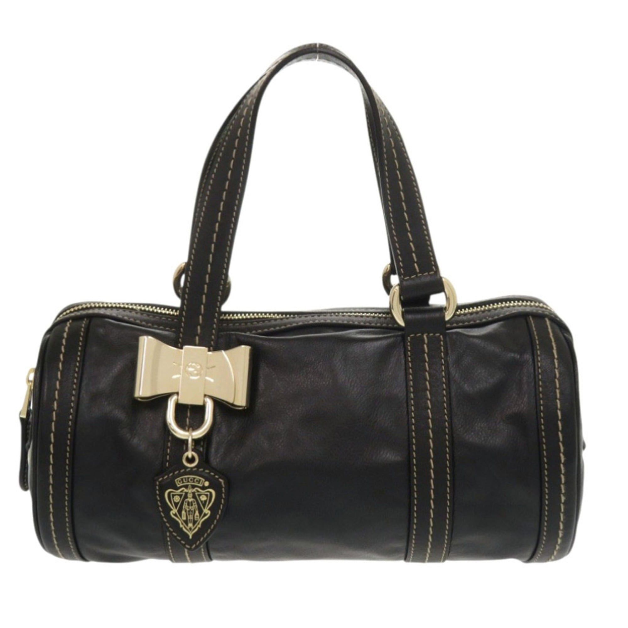 Gucci Excellent condition Gucci Duchessa Ribbon 181485 leather black mini Boston bag, handbag 1423GUCCI Size ONE SIZE - 1 Thumbnail