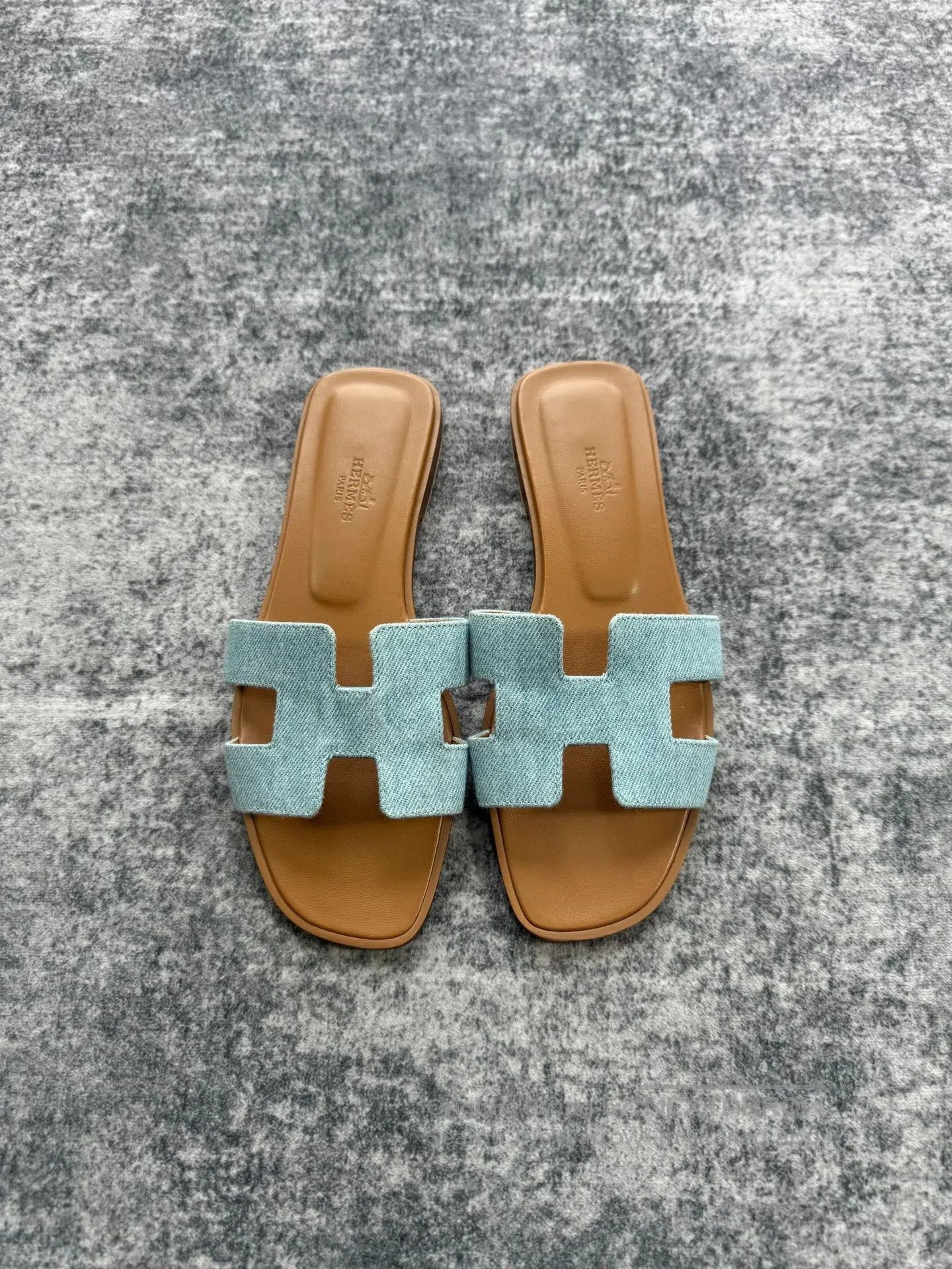 Hermes Hermes Denim Blue H Slides| Size US 6.5 / IT 36.5 - 1 Thumbnail