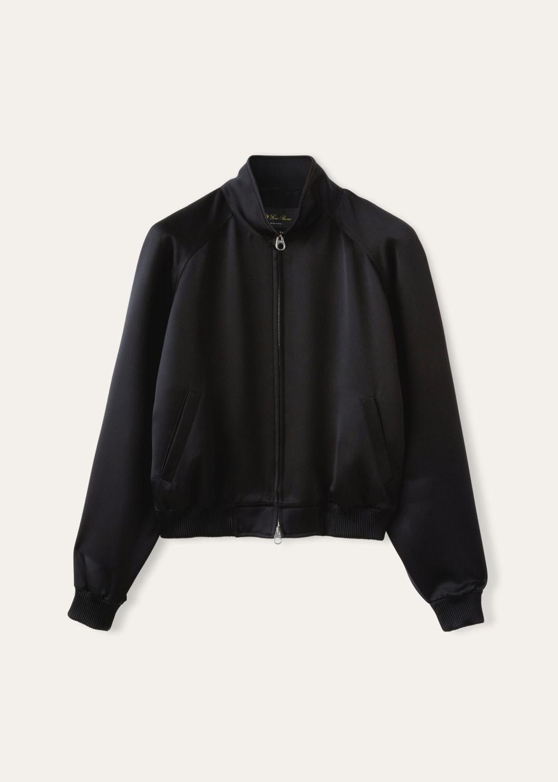 Loro Piana o1srvl11e0125 FAN6397 Satin Bomber Jacket in Black Size M / US 6-8 / IT 42-44 - 1 Thumbnail