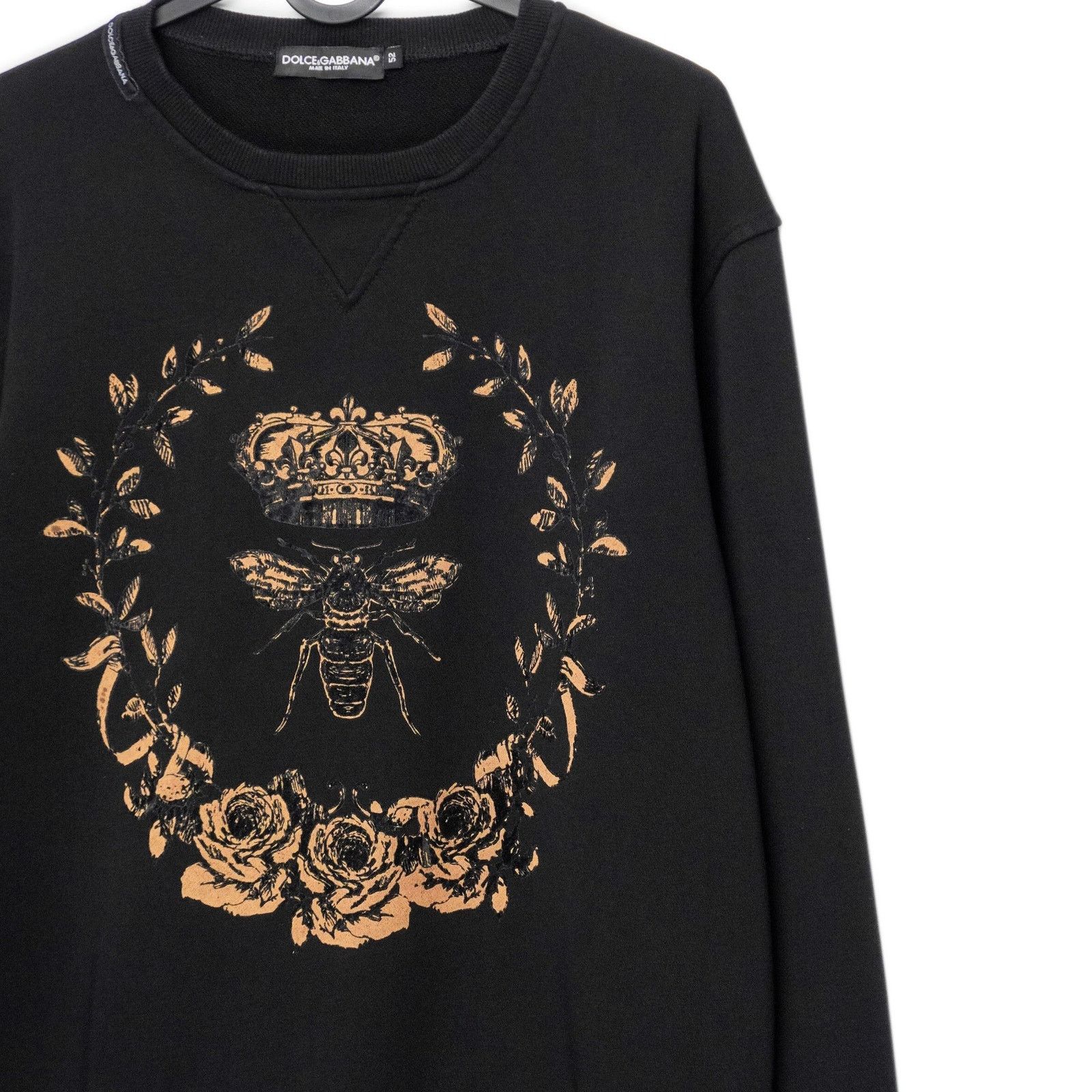 Dolce & Gabbana Dolce Gabbana Crown Bee Logo Floral Print Black Sweatshirt Size US L / EU 52-54 / 3 - 3 Thumbnail