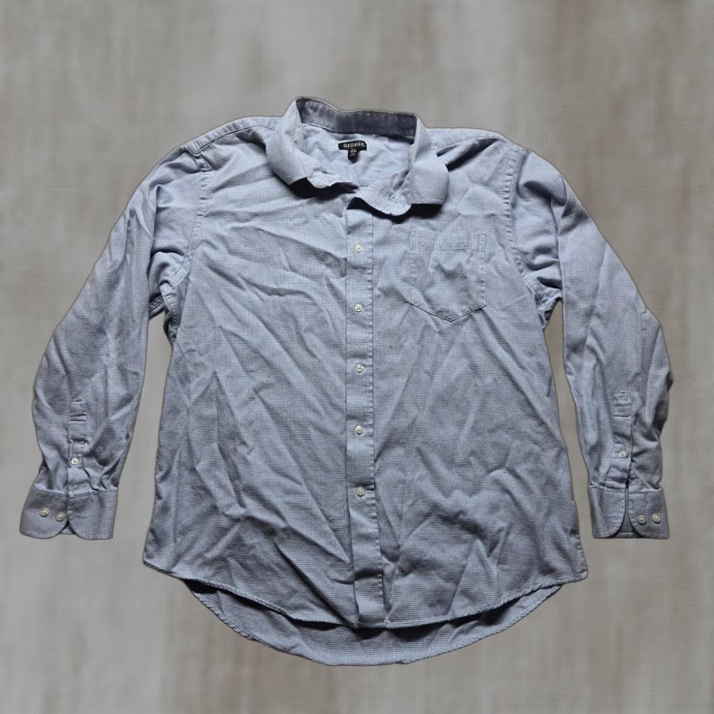 George George Blue Check Button-Up Shirt Adult Men's XL 46-48 Long Sleeve Casual Size US XL / EU 56 / 4 - 1 Thumbnail