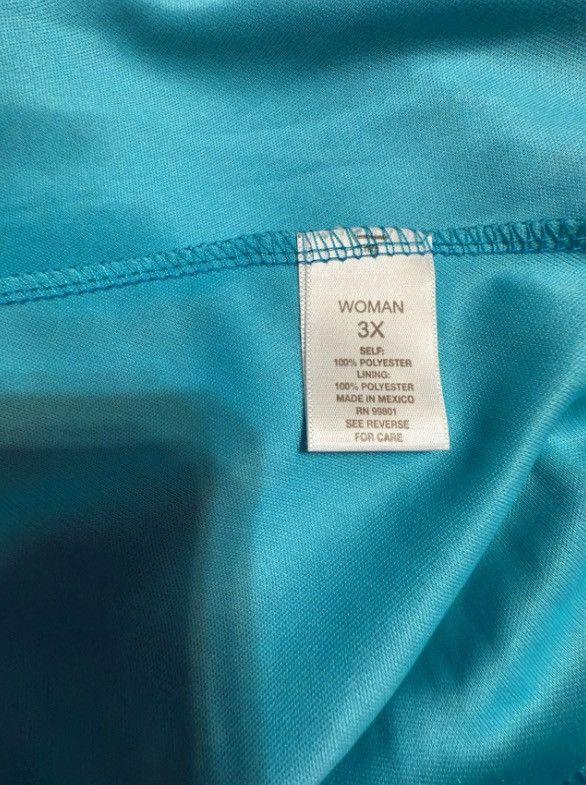 Other ROZ & ALI Turquoise Crochet Lace Asymmetrical Tunic Size 3X Size 3XL / US 20-22 - 4 Thumbnail