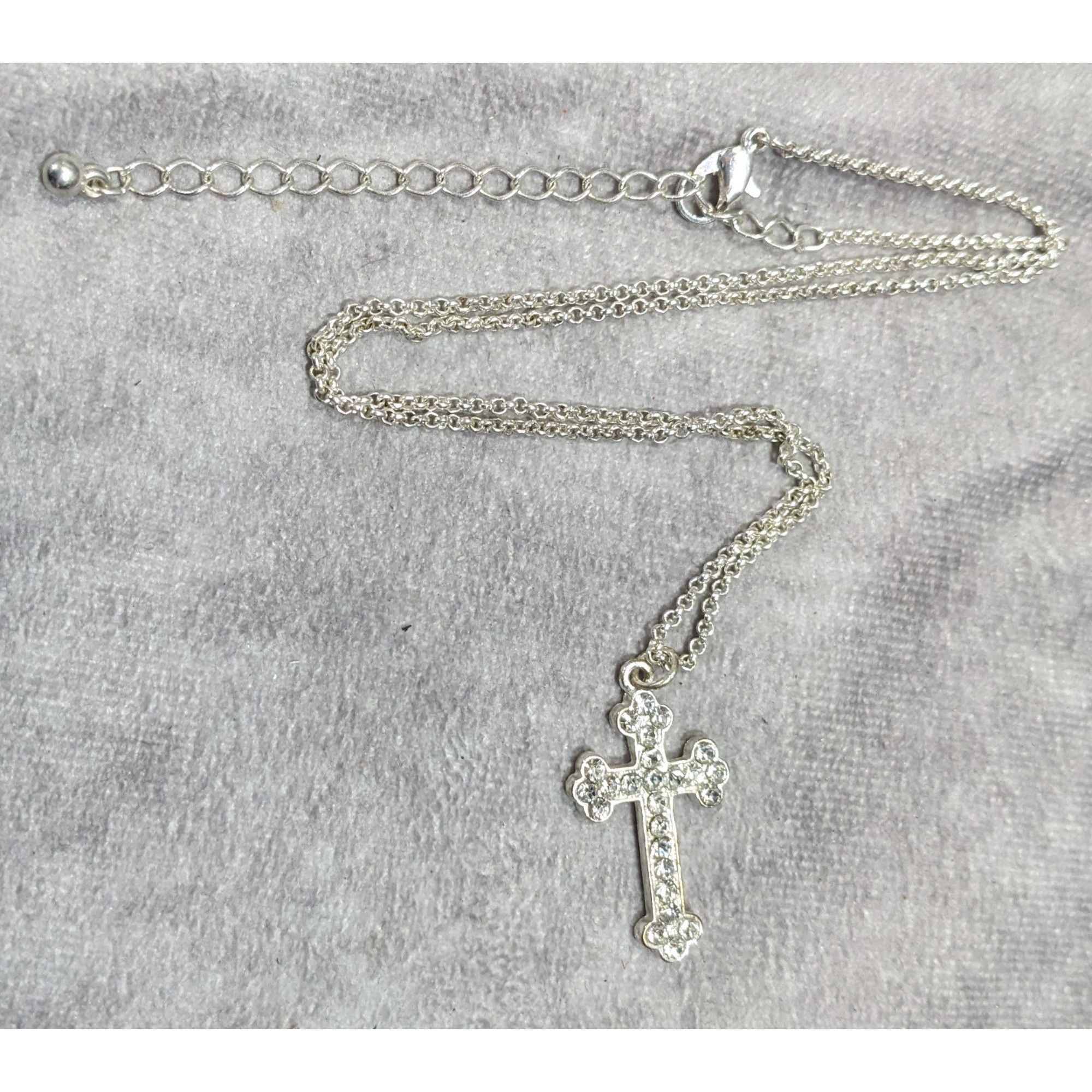 Other Sparkly Rhinestone Cross Pendant On Silver Tone Chain Size ONE SIZE - 5 Thumbnail