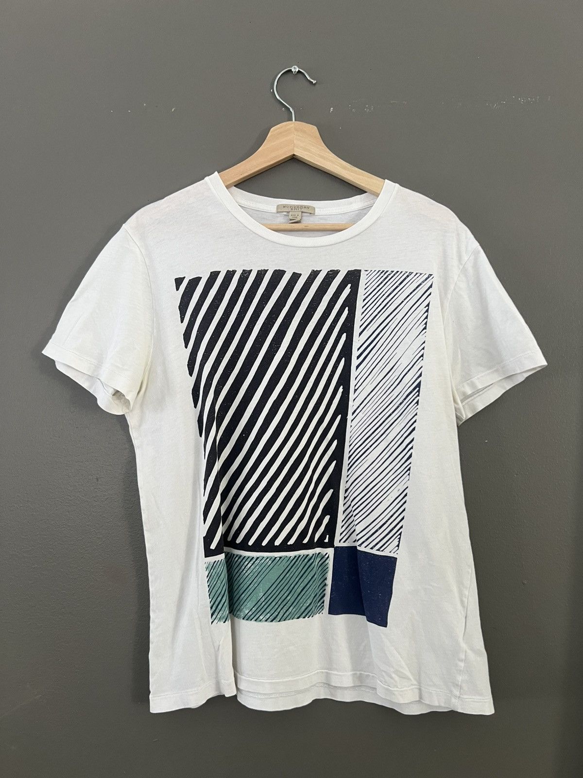Burberry Lines & Squares Plaid Tee Sz M