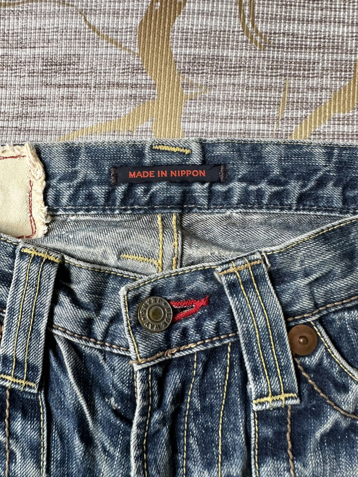 Japanese Brand FLARE Blue Way Japan Claw Marks Distressed Design Denim Size US 30 / EU 46 - 12 Thumbnail