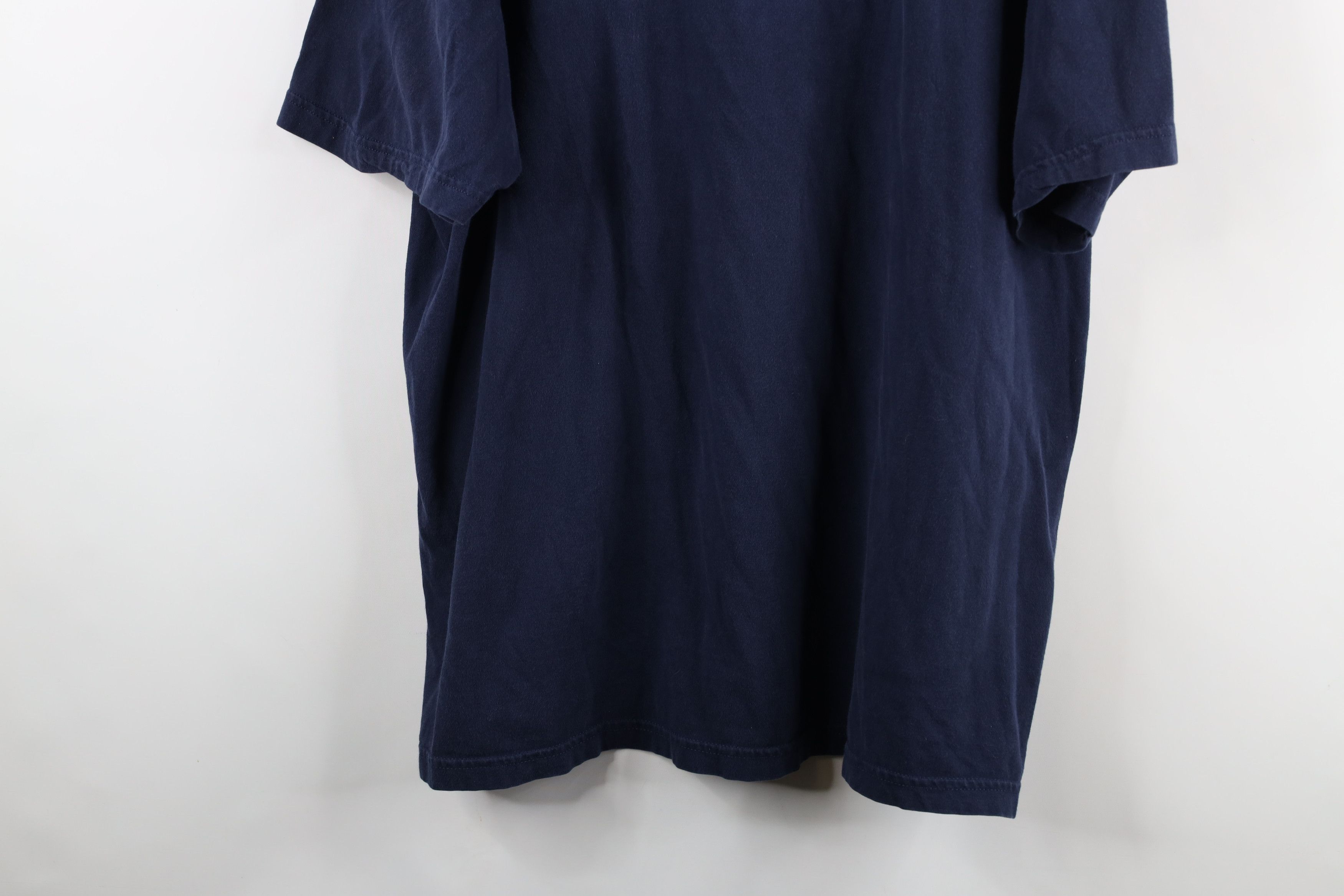 Vintage Vintage 90s Streetwear Blank Heavyweight Cotton T-Shirt Blue Size US XXL / EU 58 / 5 - 3 Thumbnail