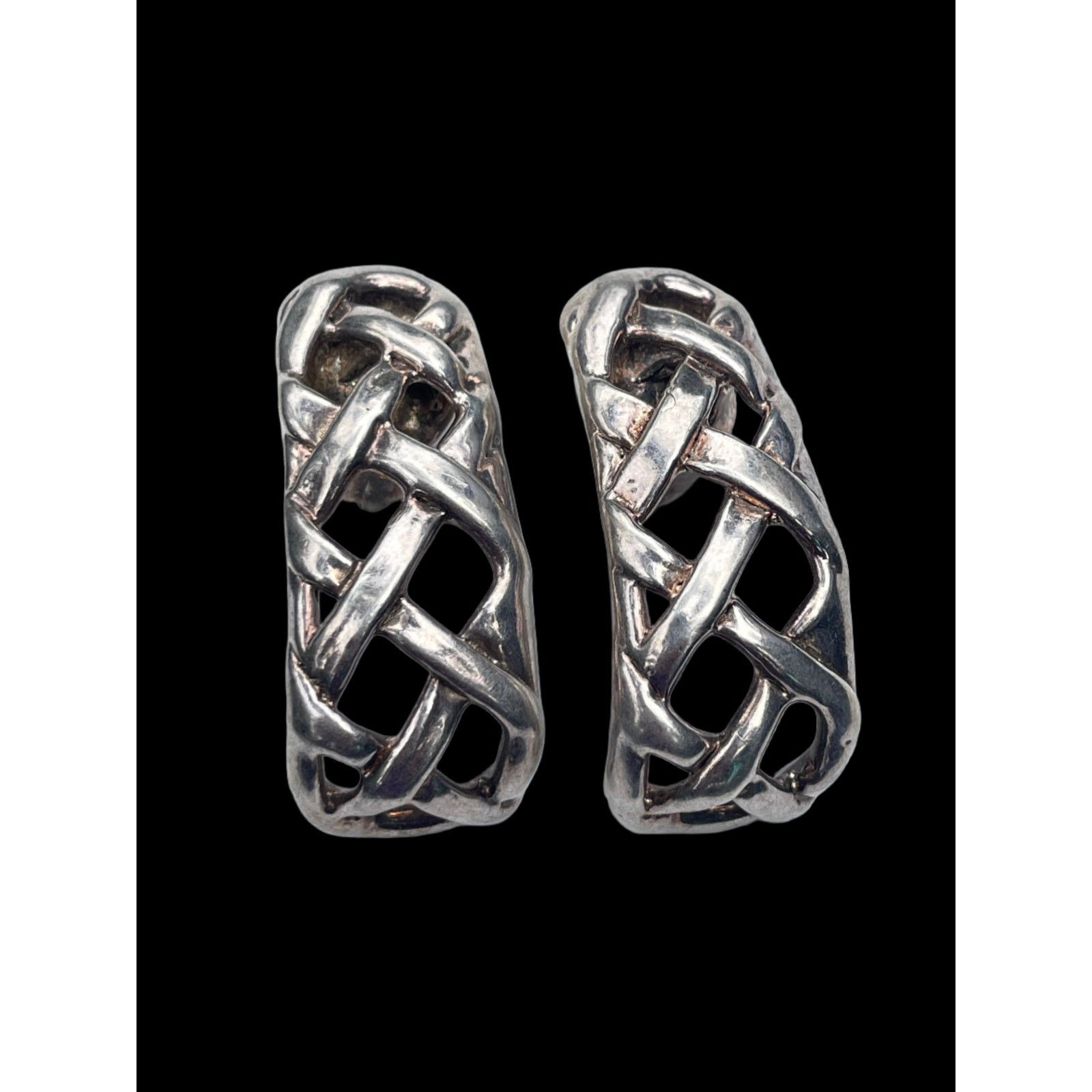 Vintage Bat Ami Signed Earrings Sterling Silver - Clip On Size ONE SIZE - 2 Thumbnail
