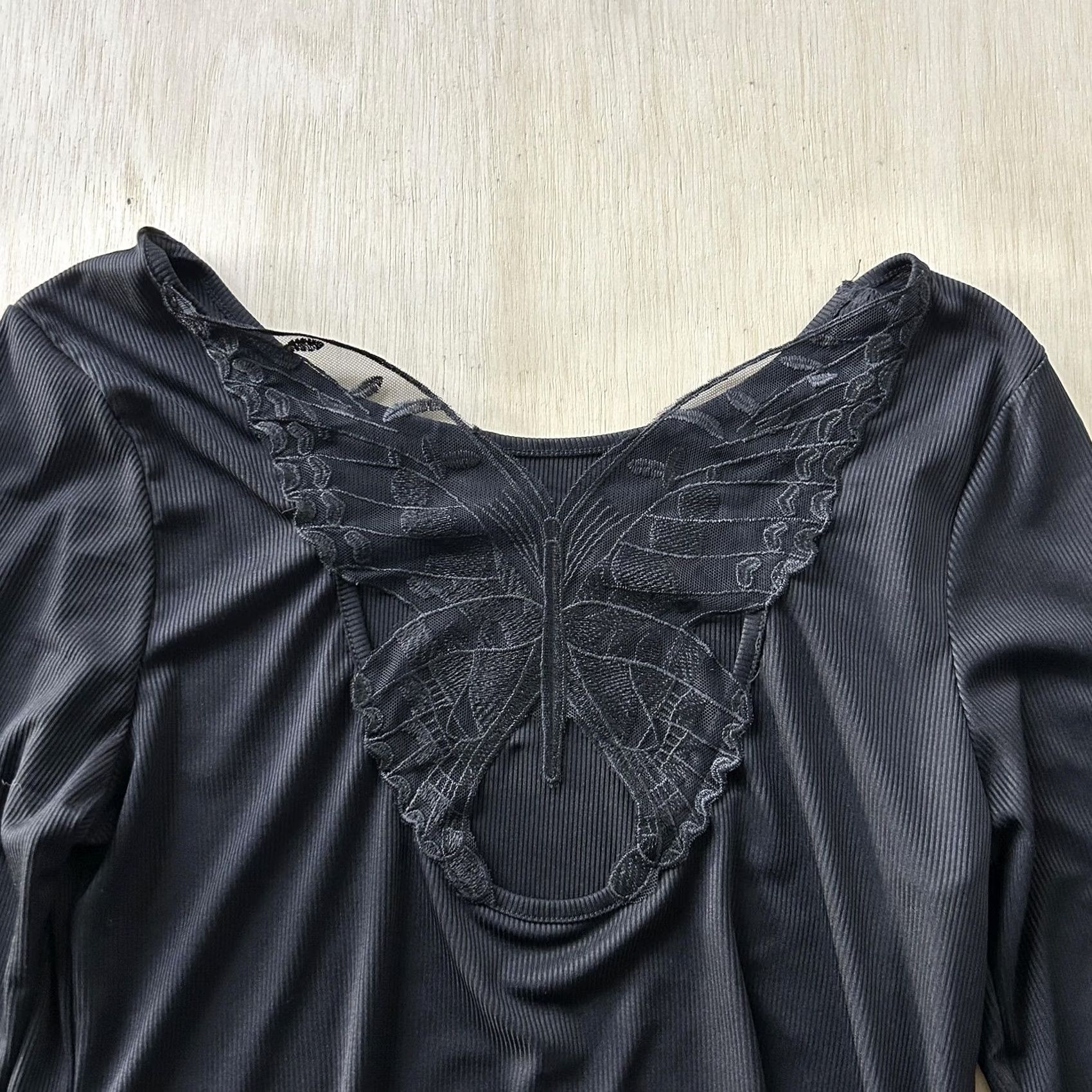 Vintage SHEIN Curve Shirt Womens 1XL Black Butterfly Lace Scoop Neck Long Sleeve Top Size XL / US 12-14 / IT 48-50 - 5 Thumbnail