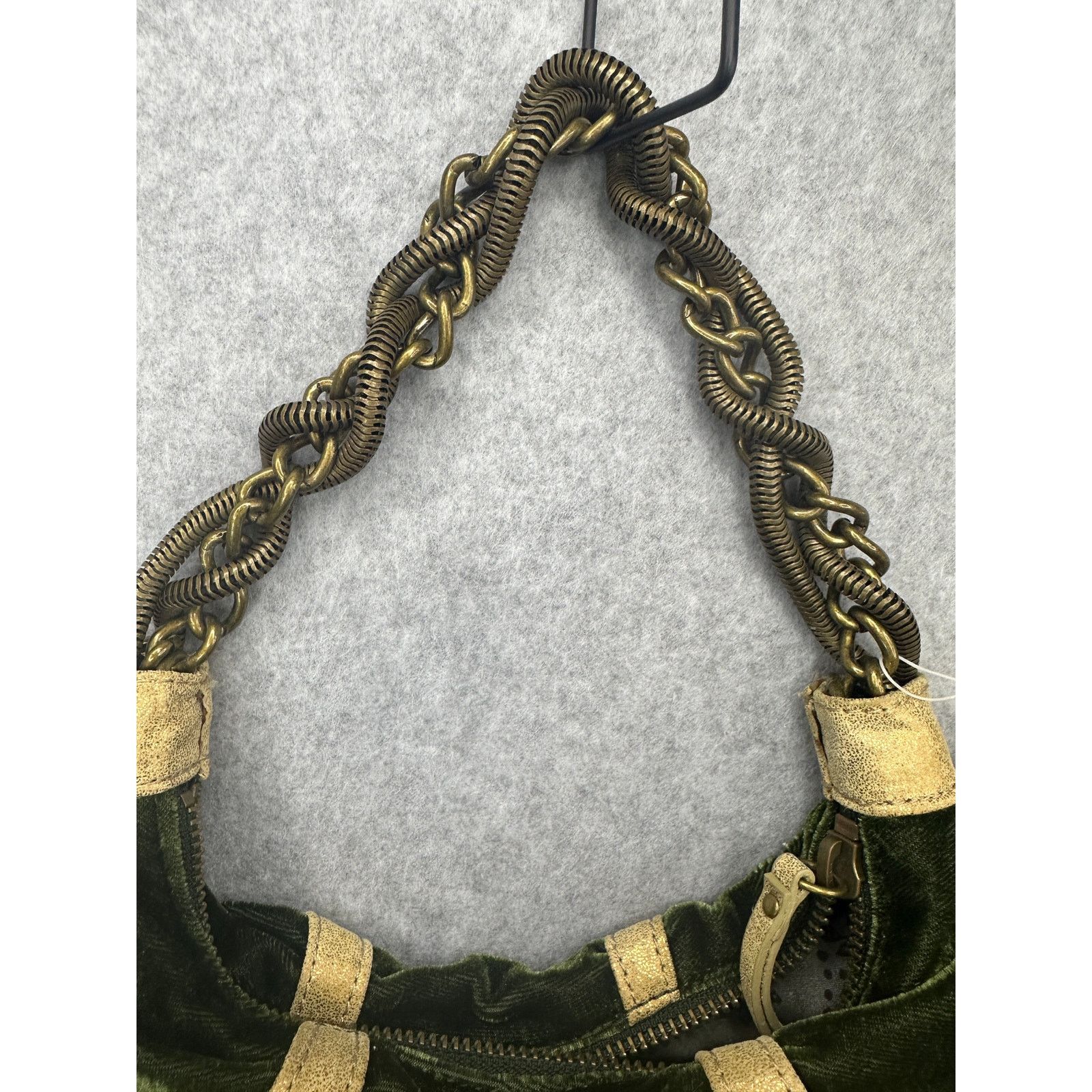 Steve Madden Steve Madden Green Velvet Medusa Hobo Bag Heavy Bronze Chain Size ONE SIZE - 9 Thumbnail