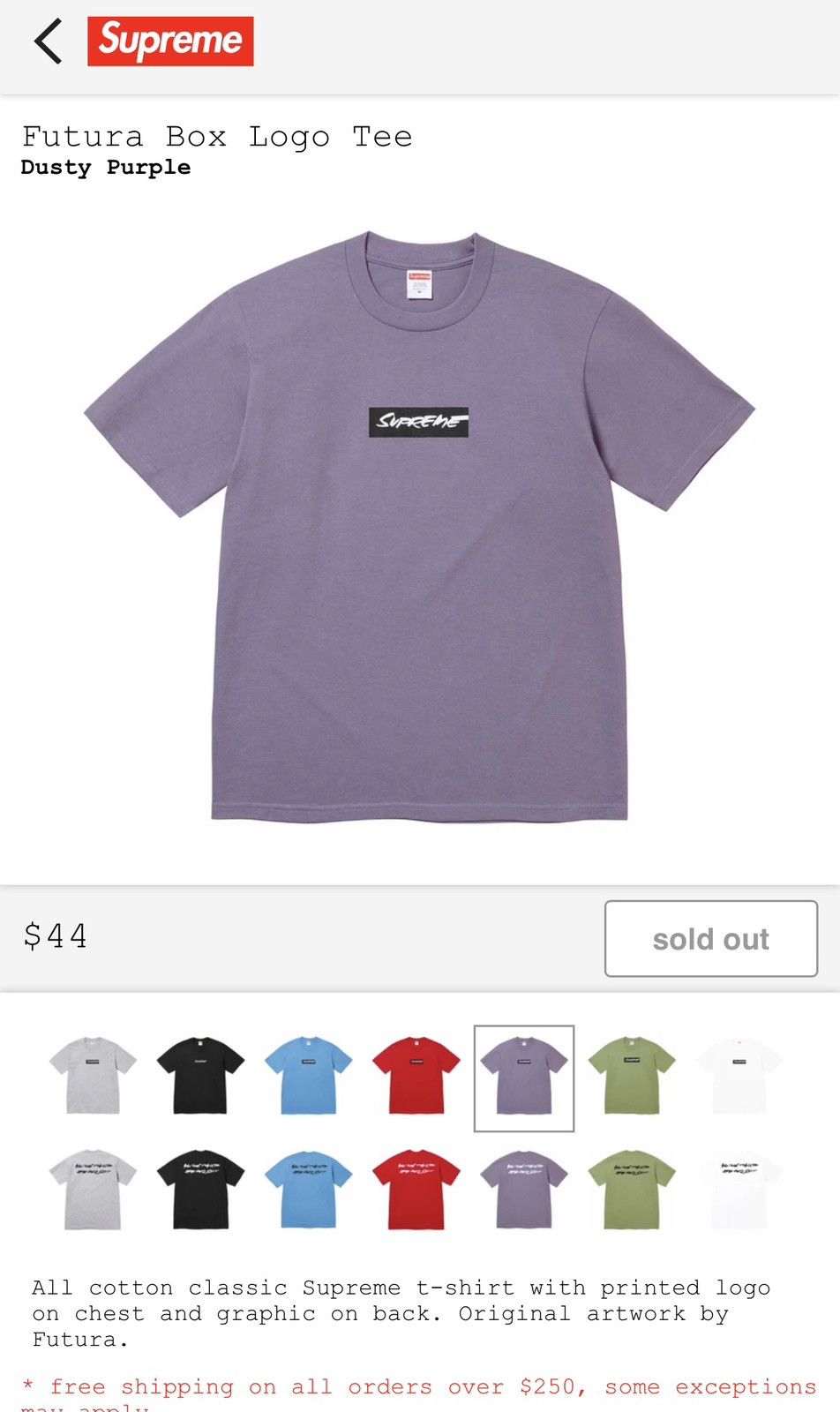 Supreme Supreme Futura Box Logo Tee Dusty Purple XL | Grailed