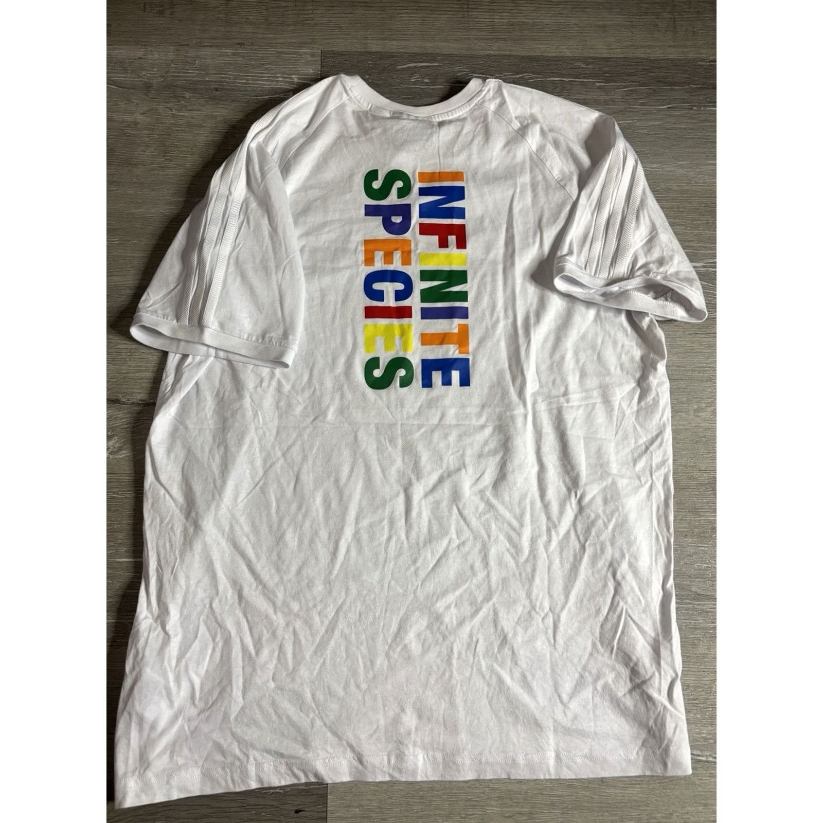 Adidas adidas Human Race Infinite Species Graphic Tee T-Shirt Mens XL White Size US XL / EU 56 / 4 - 4 Thumbnail