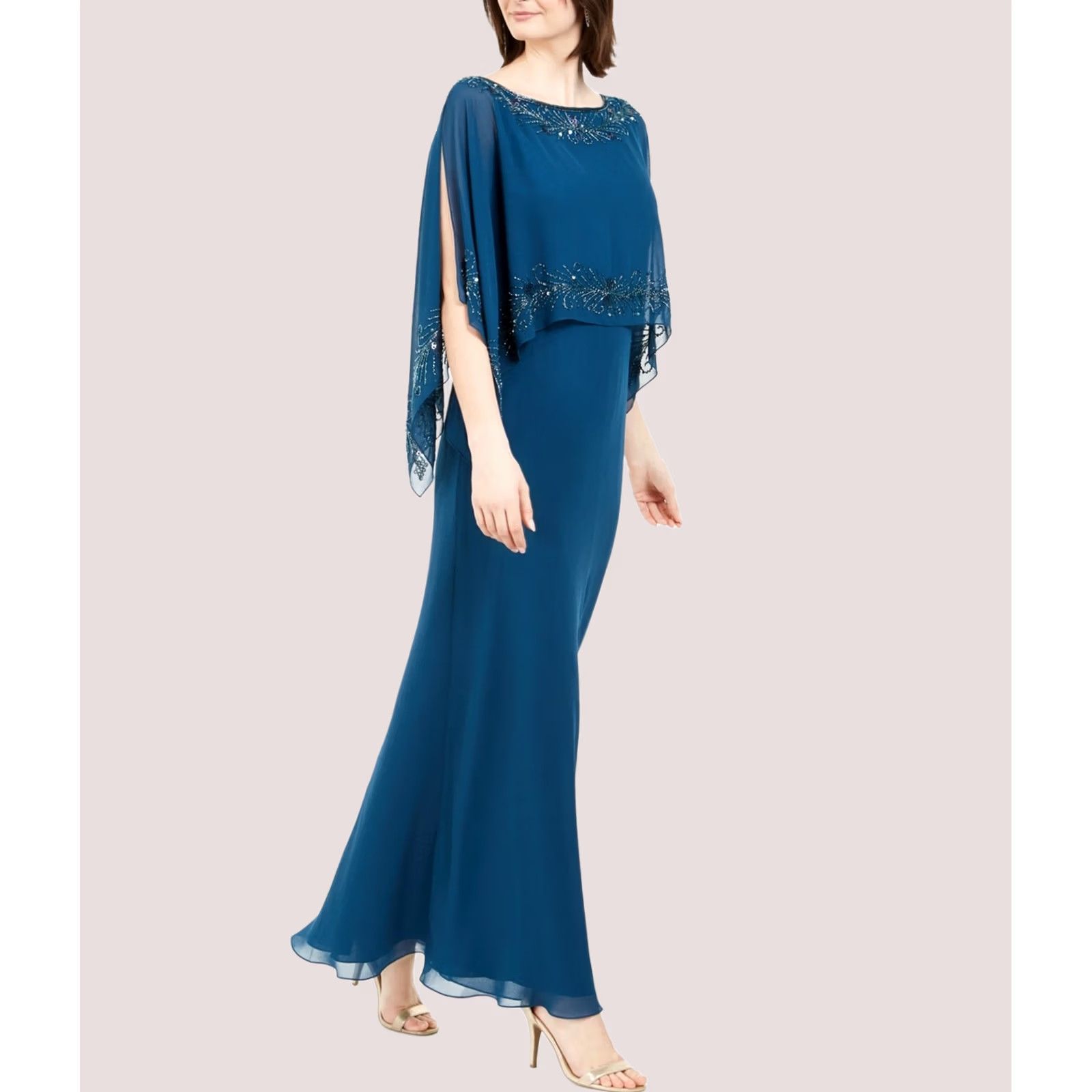 Vintage Jkara Womens Embellished Gown Dress 16 Solid tealsh Size XXL / US 16-18 / IT 52-54 - 1 Thumbnail