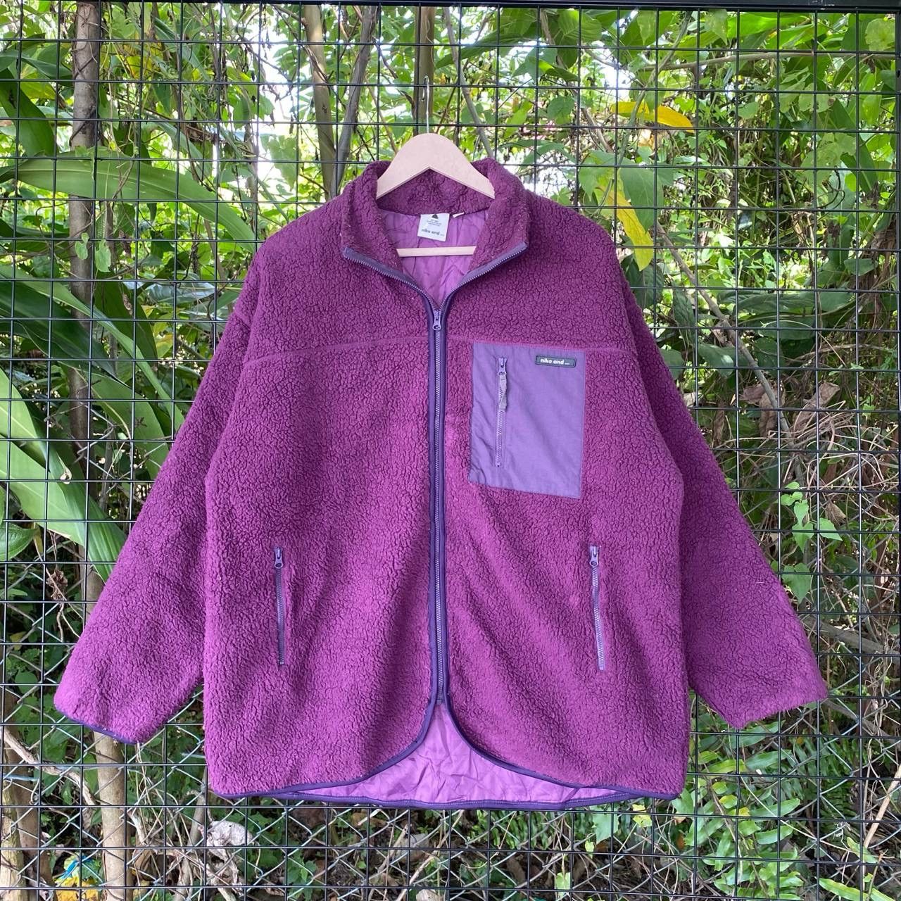 Japanese Brand × Purple Vtg Deep Pile Fleece Zipper Jacket Size US L / EU 52-54 / 3 - 1 Thumbnail