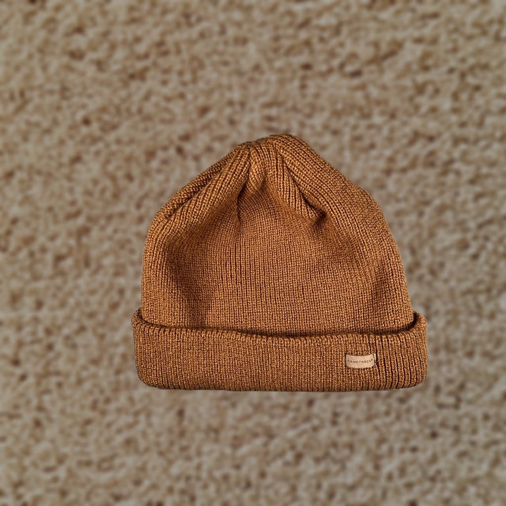 Vintage CAMPTRACE Beanie Mens One Size Brown Knit Cuffed Stretch Winter Casual Hat Size ONE SIZE - 1 Thumbnail