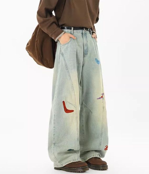 Japanese Brand Men's High-Street Style Fun Patchwork & Embroidered Jeans Size US 32 / EU 48 - 5 Thumbnail
