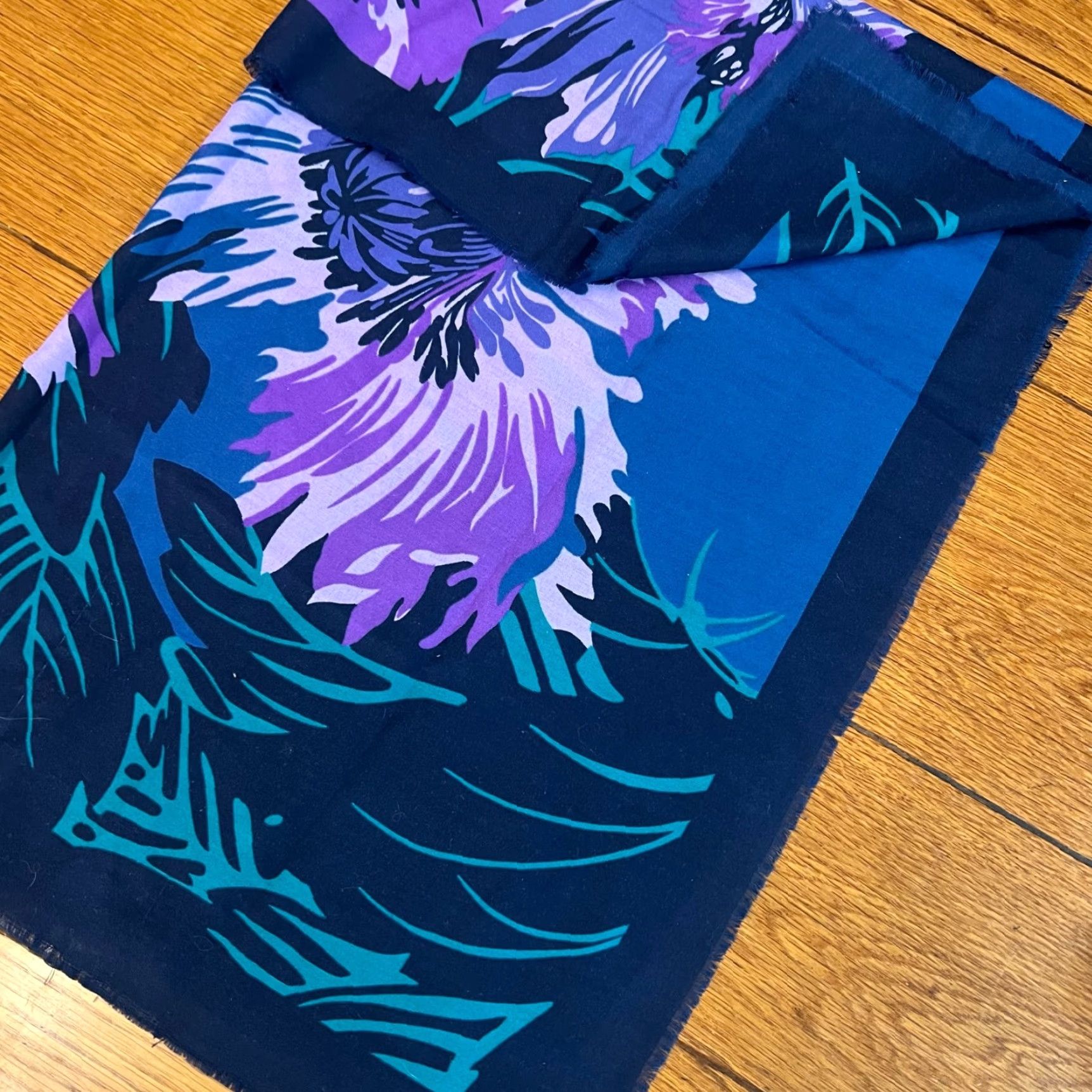 Vintage VINTAGE Scarf Mantilla Wrap Womens 31X31 in Floral Lace Fringe Purple Blue 90s Womens Size ONE SIZE - 8 Thumbnail