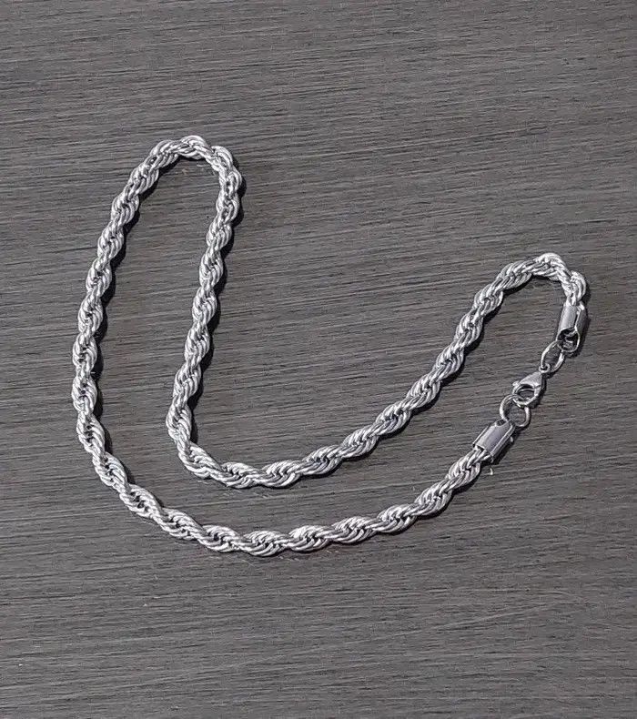 Jewelry Silver 5mm Rope Chain Necklace Size ONE SIZE - 1 Thumbnail