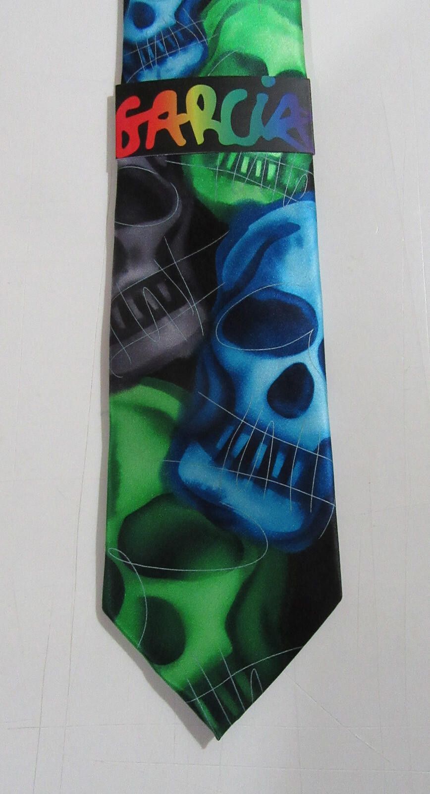 Designer Jerry Garcia 62 Plague Entity Skull Neck Tie Orange Size ONE SIZE - 8 Thumbnail