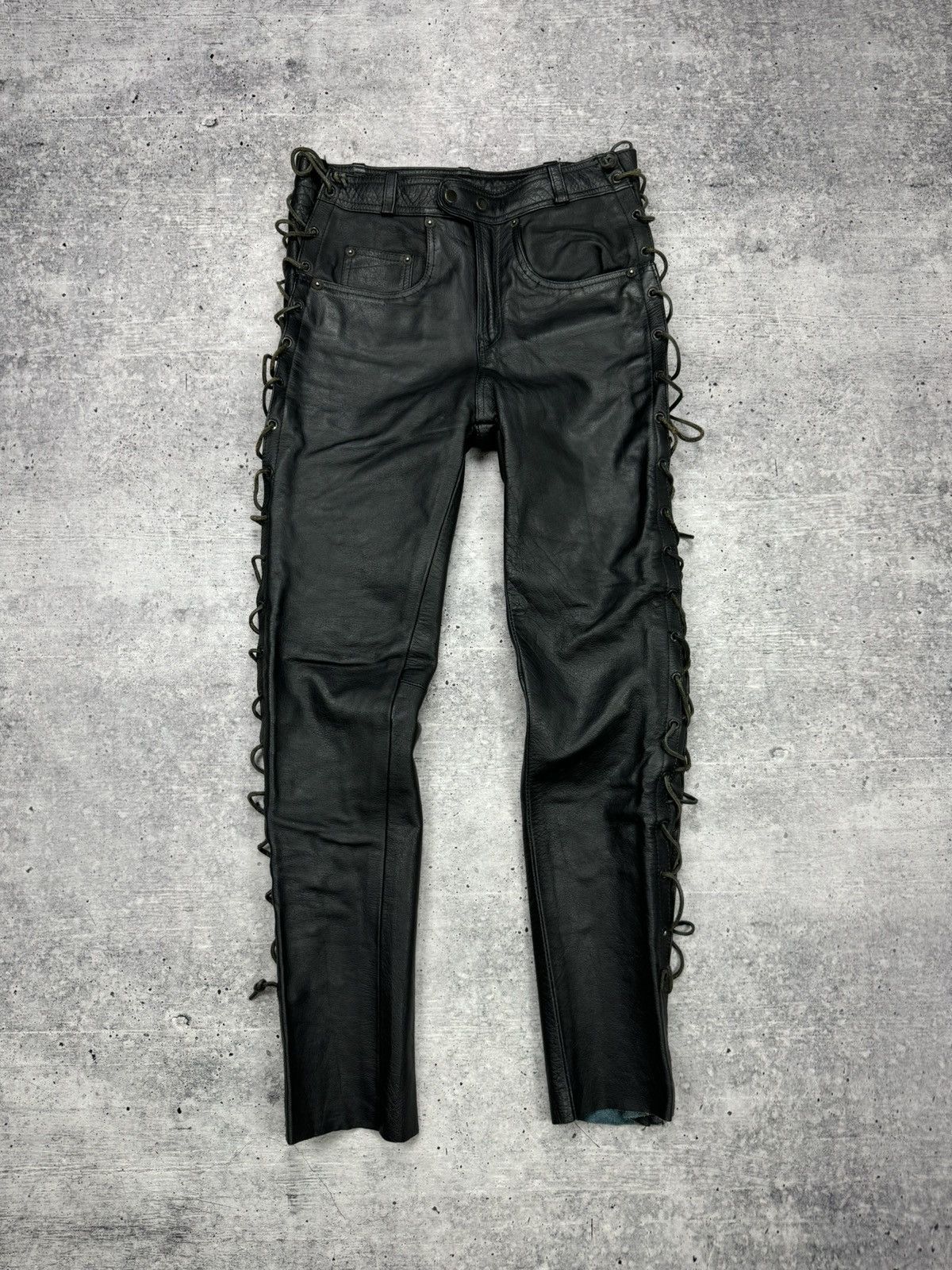 Genuine Leather × Vintage Vintage 90’s Y2K Style Casual Cowboy Genuine Leather Pants Size US 30 / EU 46 - 1 Thumbnail